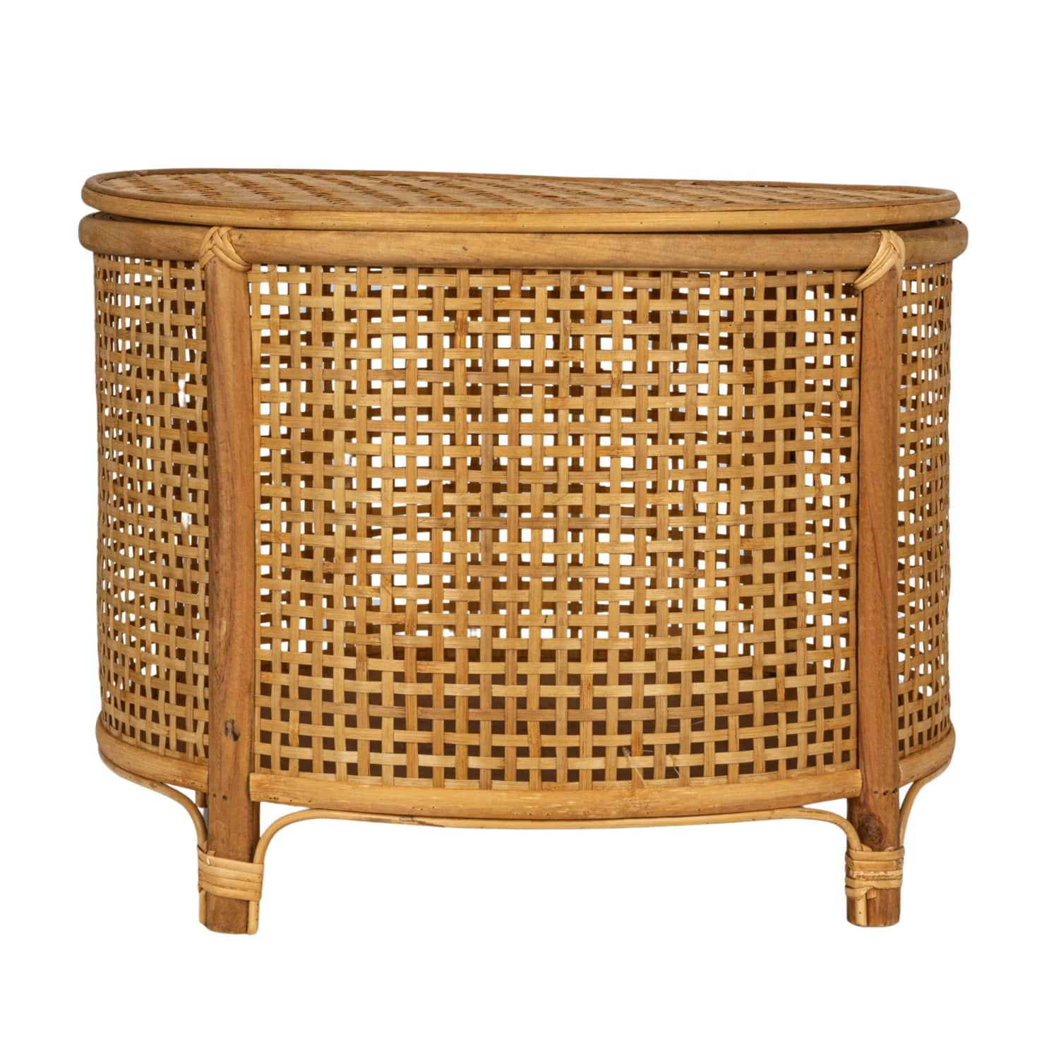 Round Bamboo &#x26; Rattan Accent Table