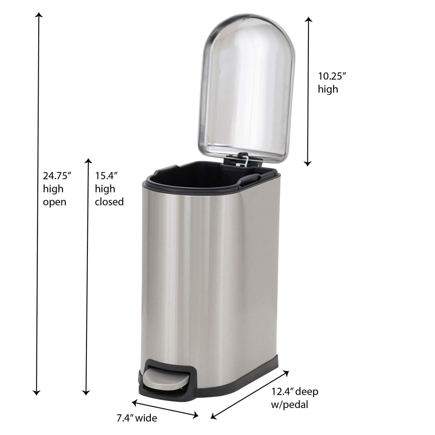 Household Essentials 2.6 gal. Slim Stainless Steel Trash Can