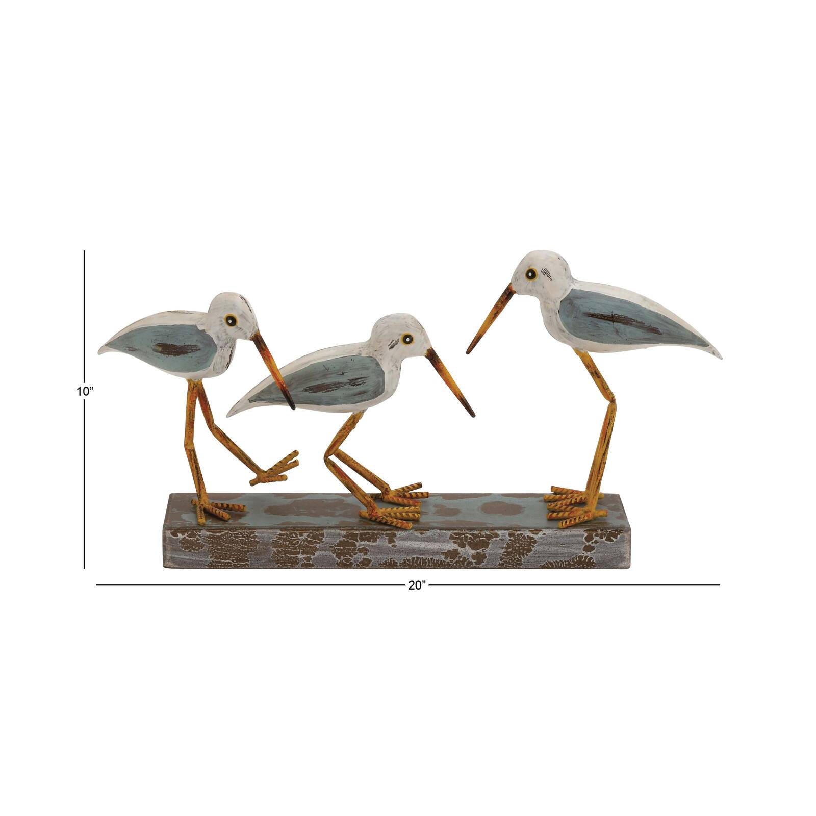 White Metal Coastal Sculpture, Birds 10&#x22; x 20&#x22; x 4&#x22;
