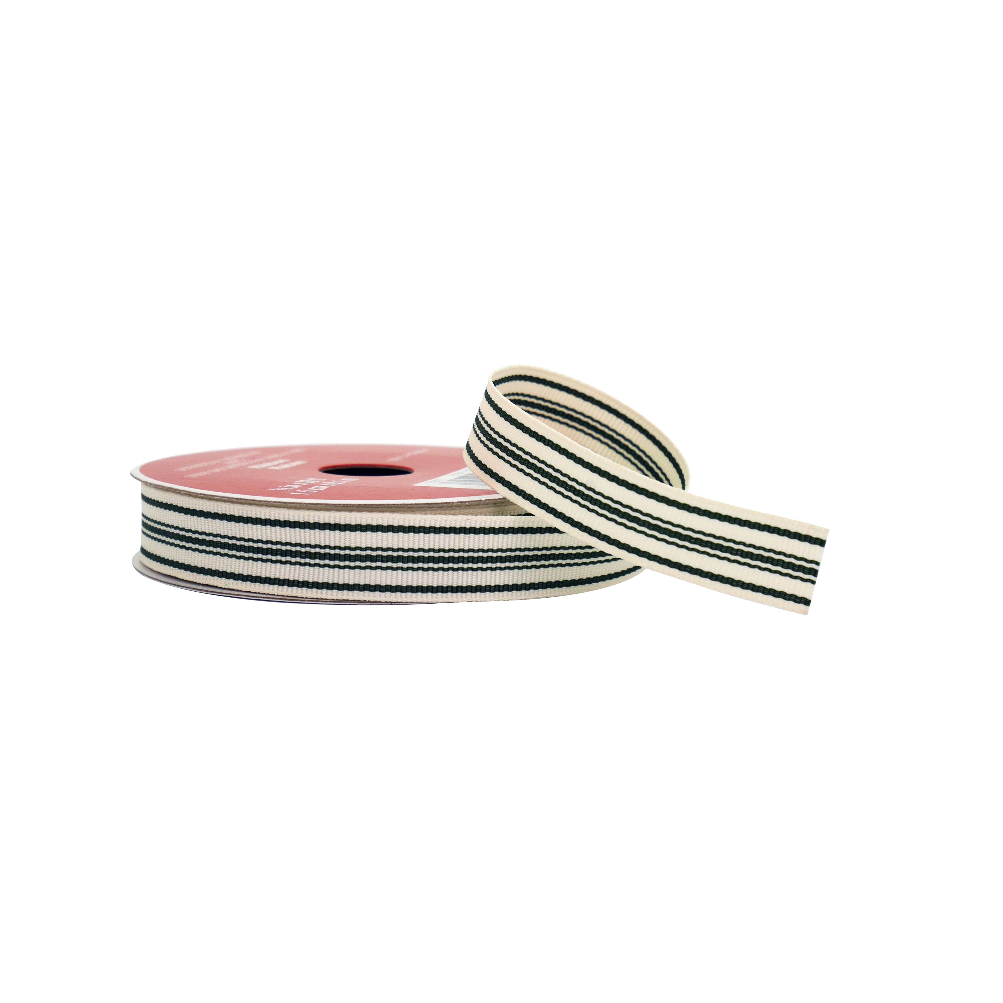 5/8&#x22; x 30ft. Green Ticking Ribbon by Celebrate It&#xAE;