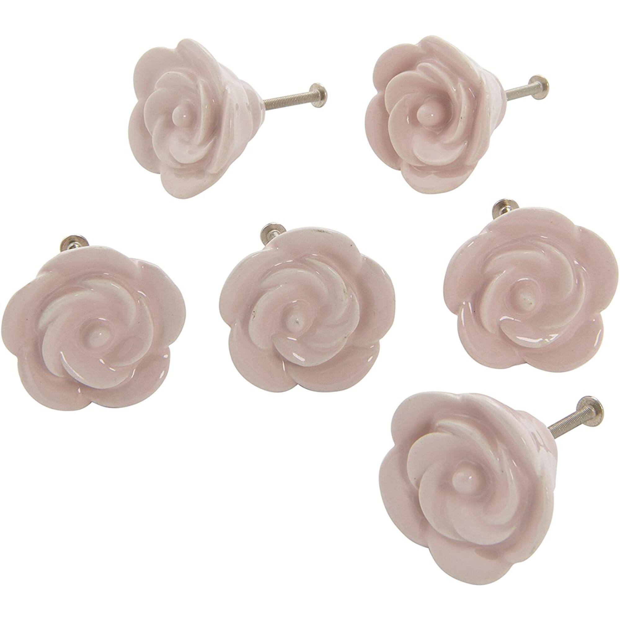 Dritz® Home Pale Pink Ceramic Flower Knob, 6ct.