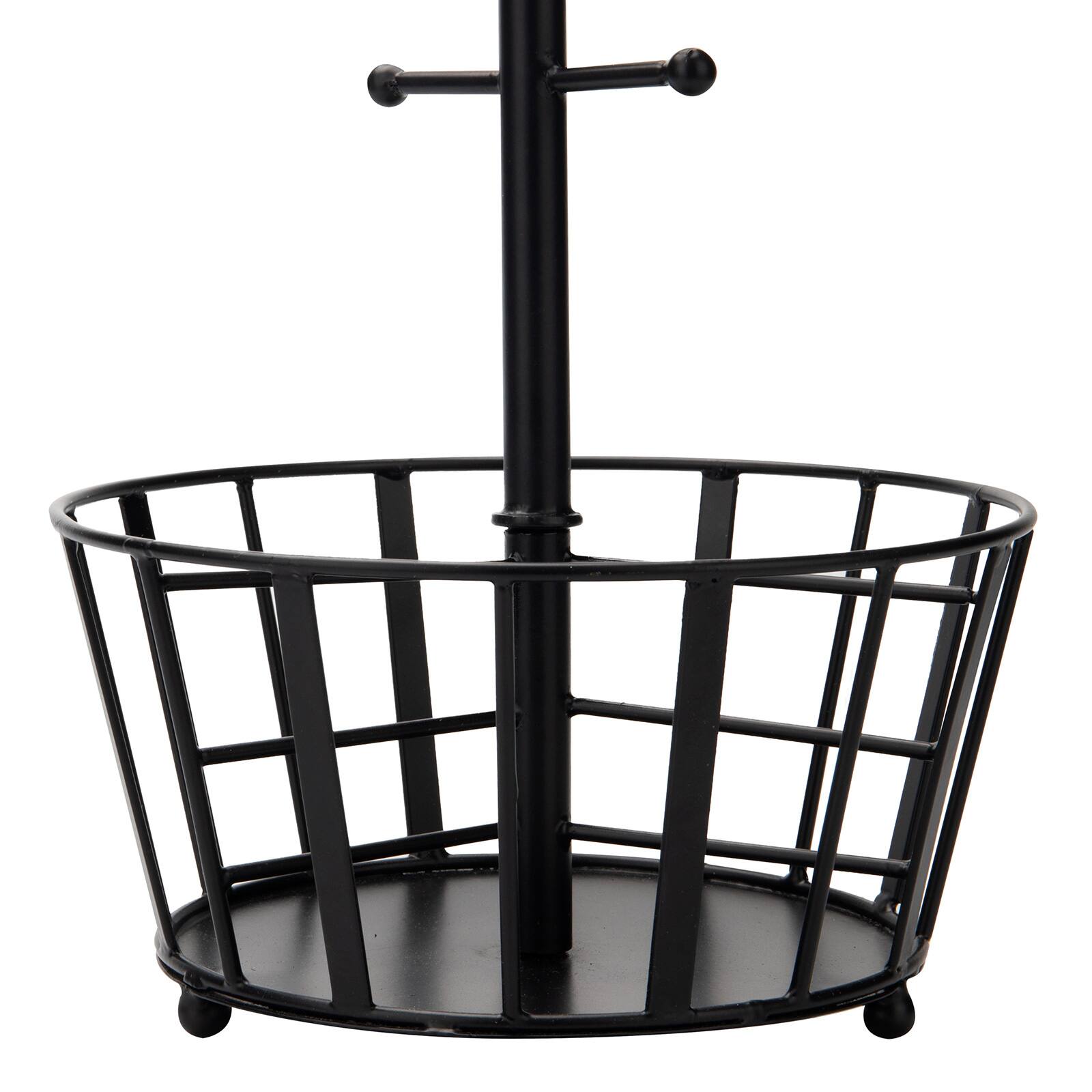 Mind Reader Black Countertop Mug Tree Cup Rack & Single Serve Coffee Pod Storage