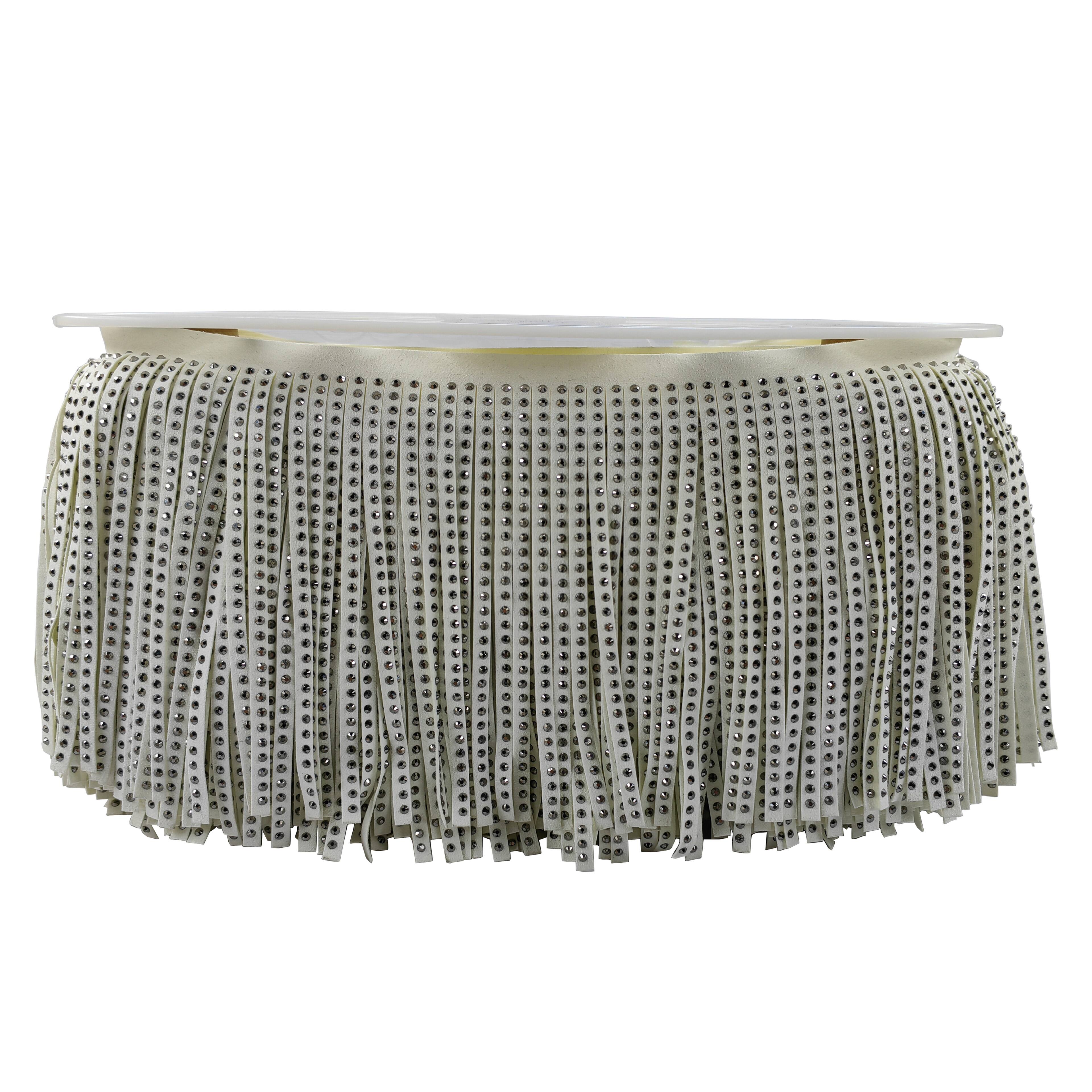 5.5&#x22; Faux Leather Rhinestone Fringe Trim by Celebrate It&#xAE;