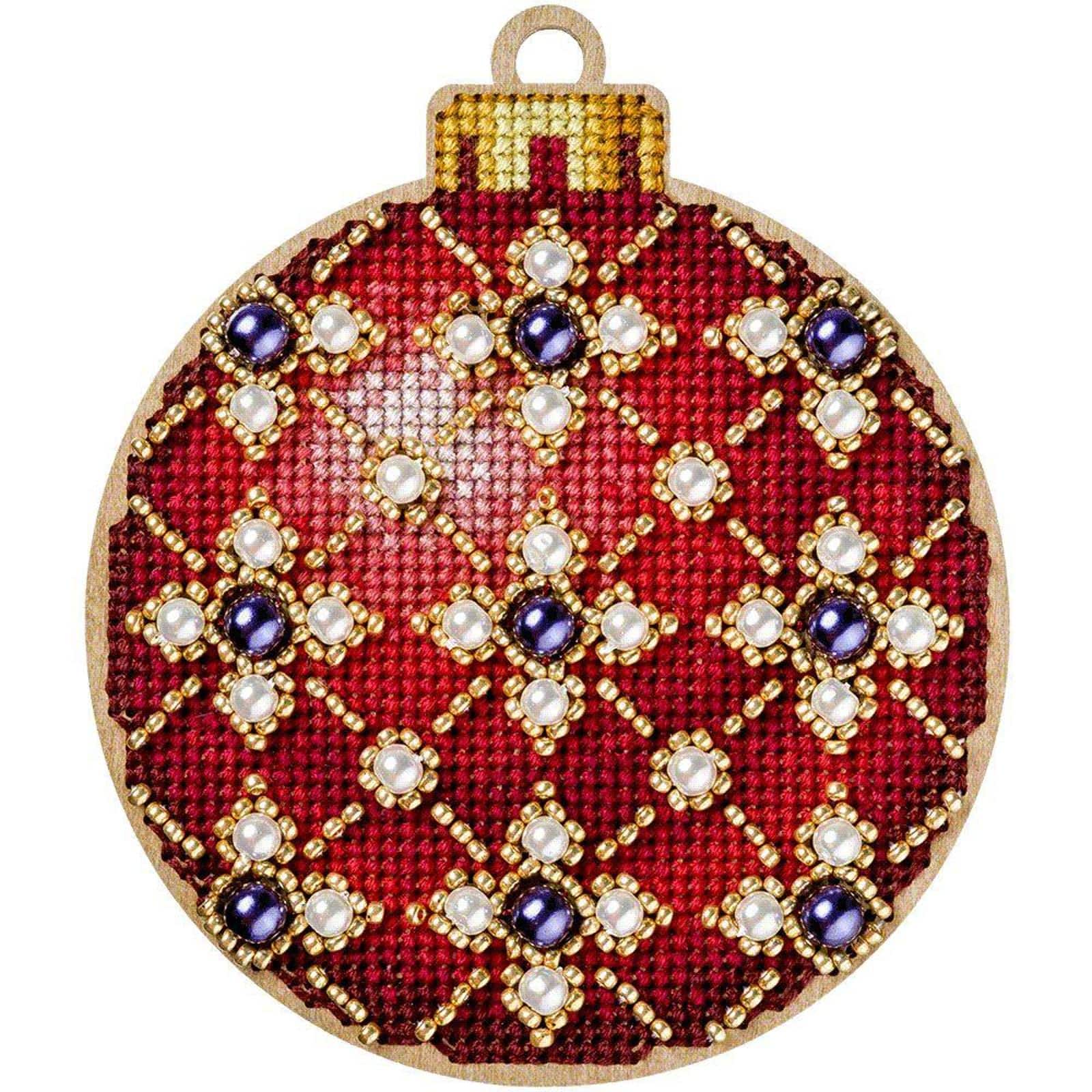 Wonderland Crafts Red &#x26; Gold Ornament Cross-Stitch Kit