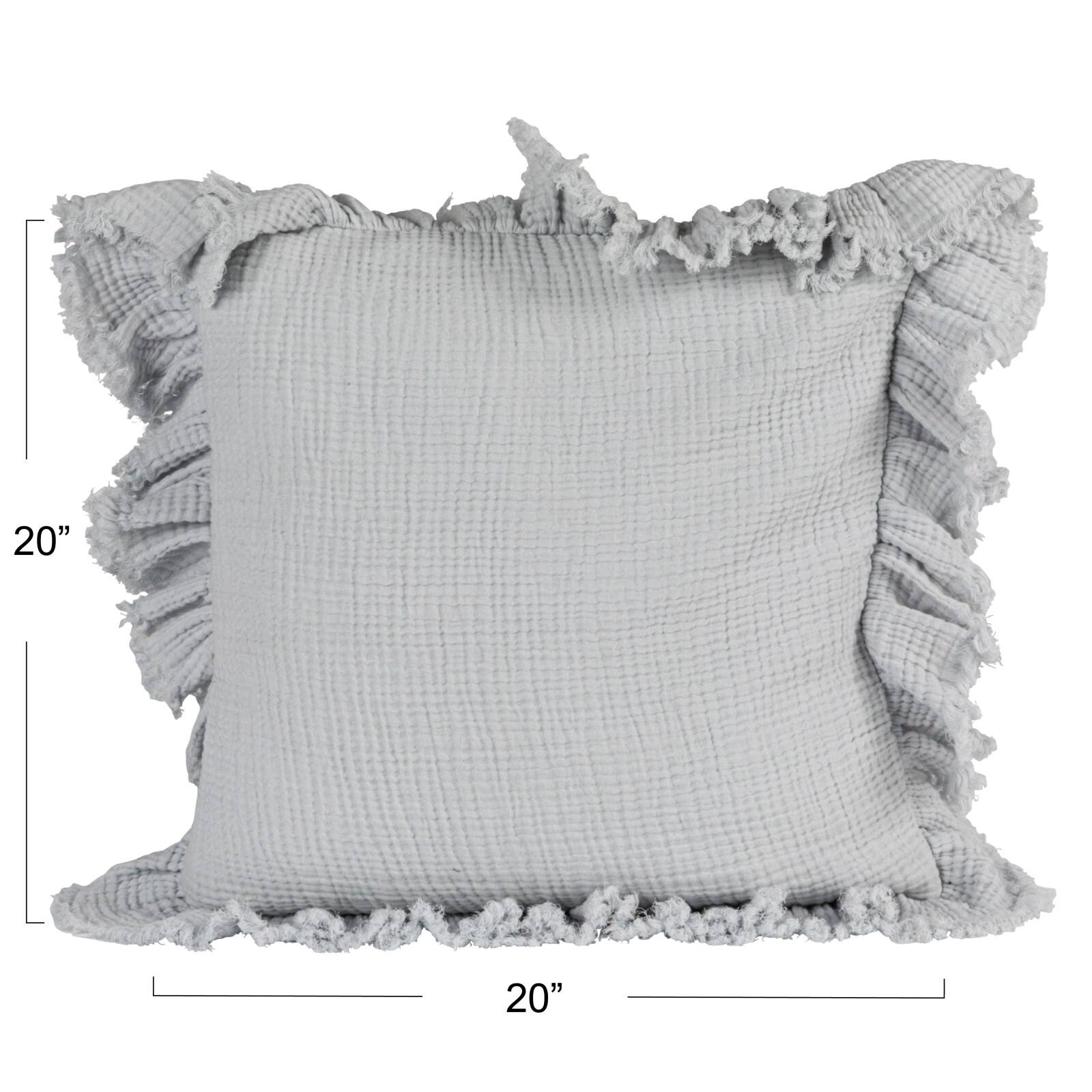 Hello Honey® Light Blue Cotton Throw Pillow with Ruffled Trim