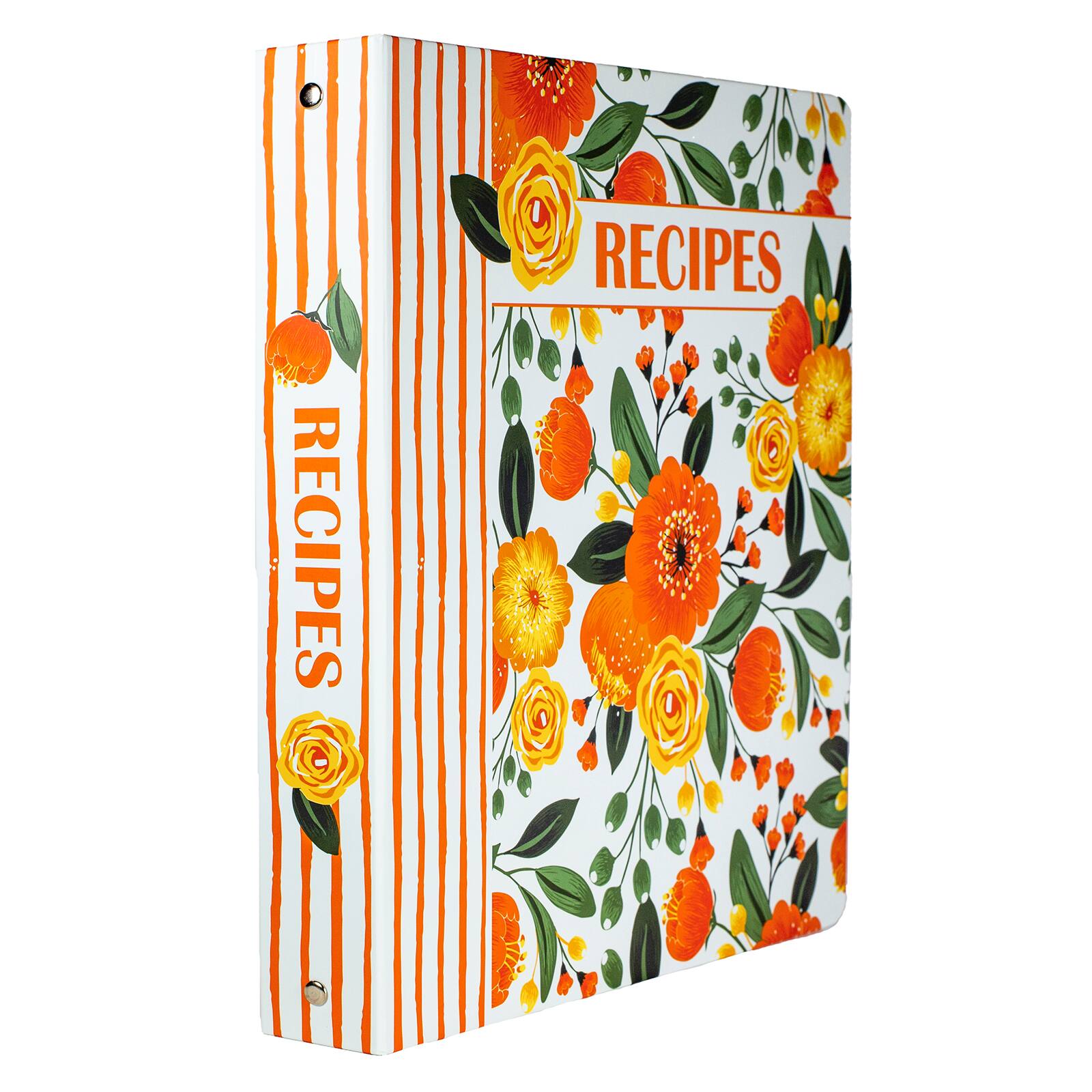 Steel Mill & Co.® 1.75" Orange Floral Recipe Binder