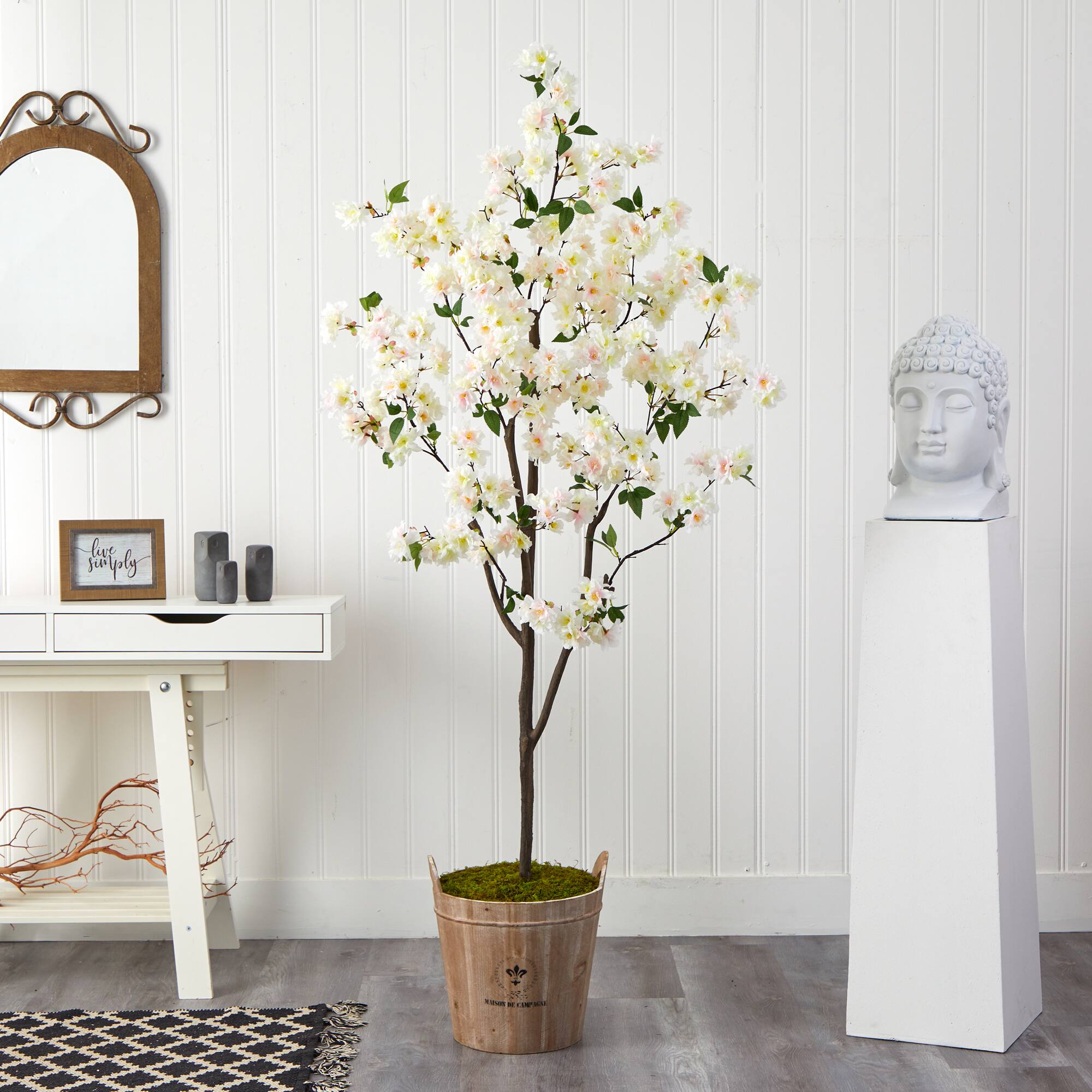 6ft. Cherry Blossom Tree in Farmhouse Planter