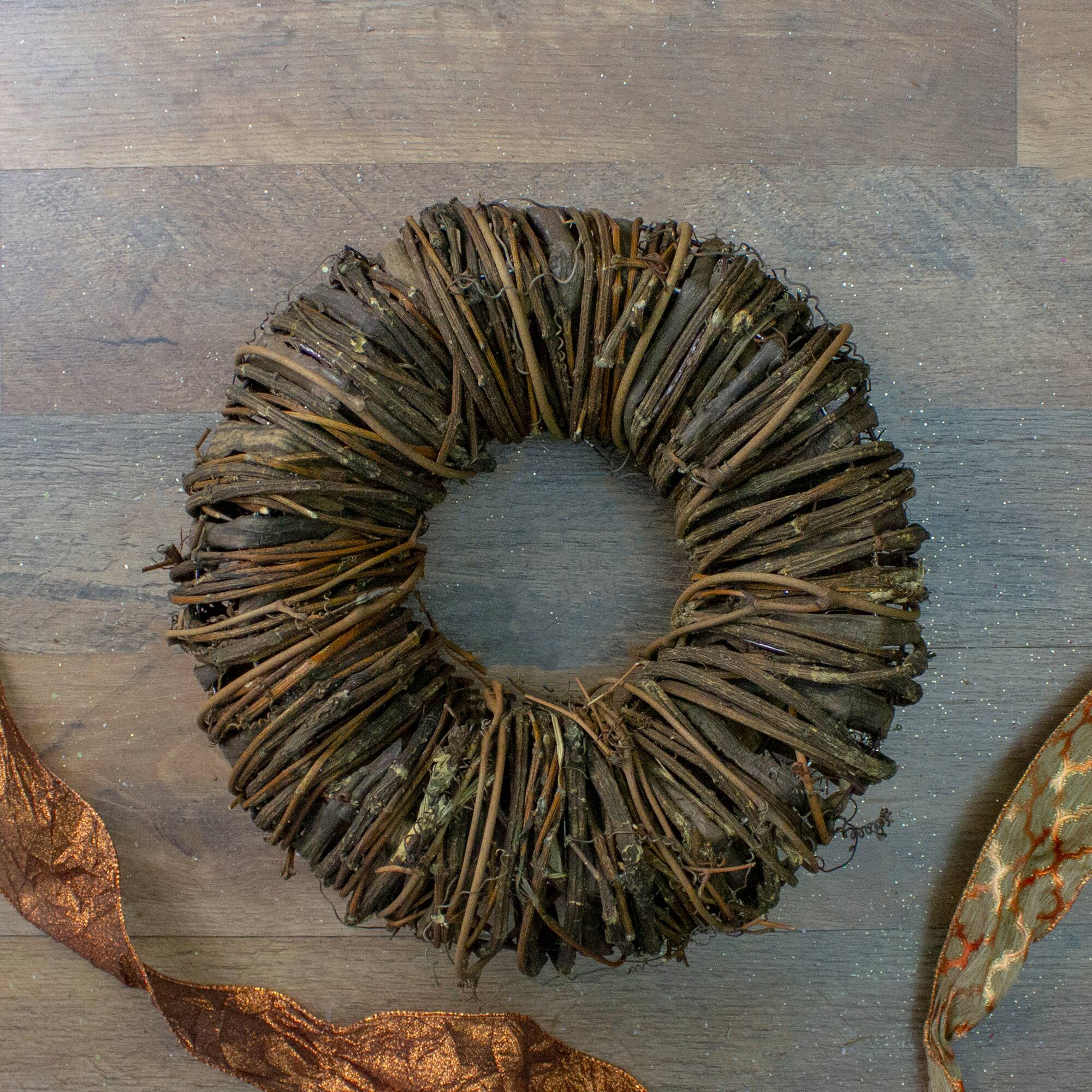 12" Brown Rustic Twig & Tree Bark Artificial Spring Wreath