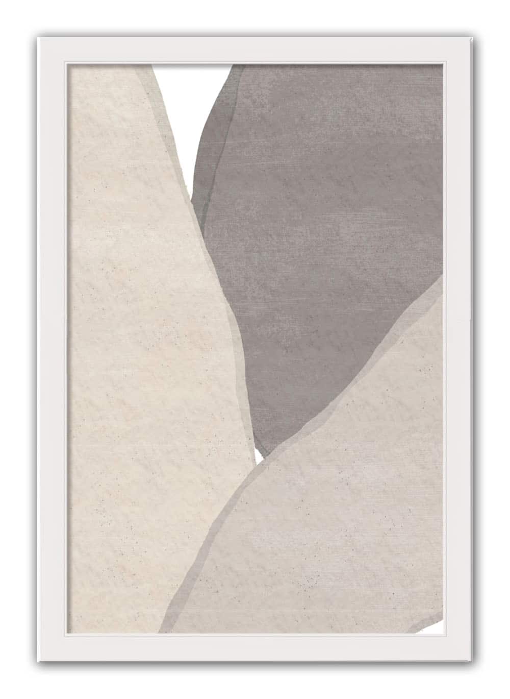 Neutral Modern Abstract 20" x 30" White Framed Print Under Plexiglass