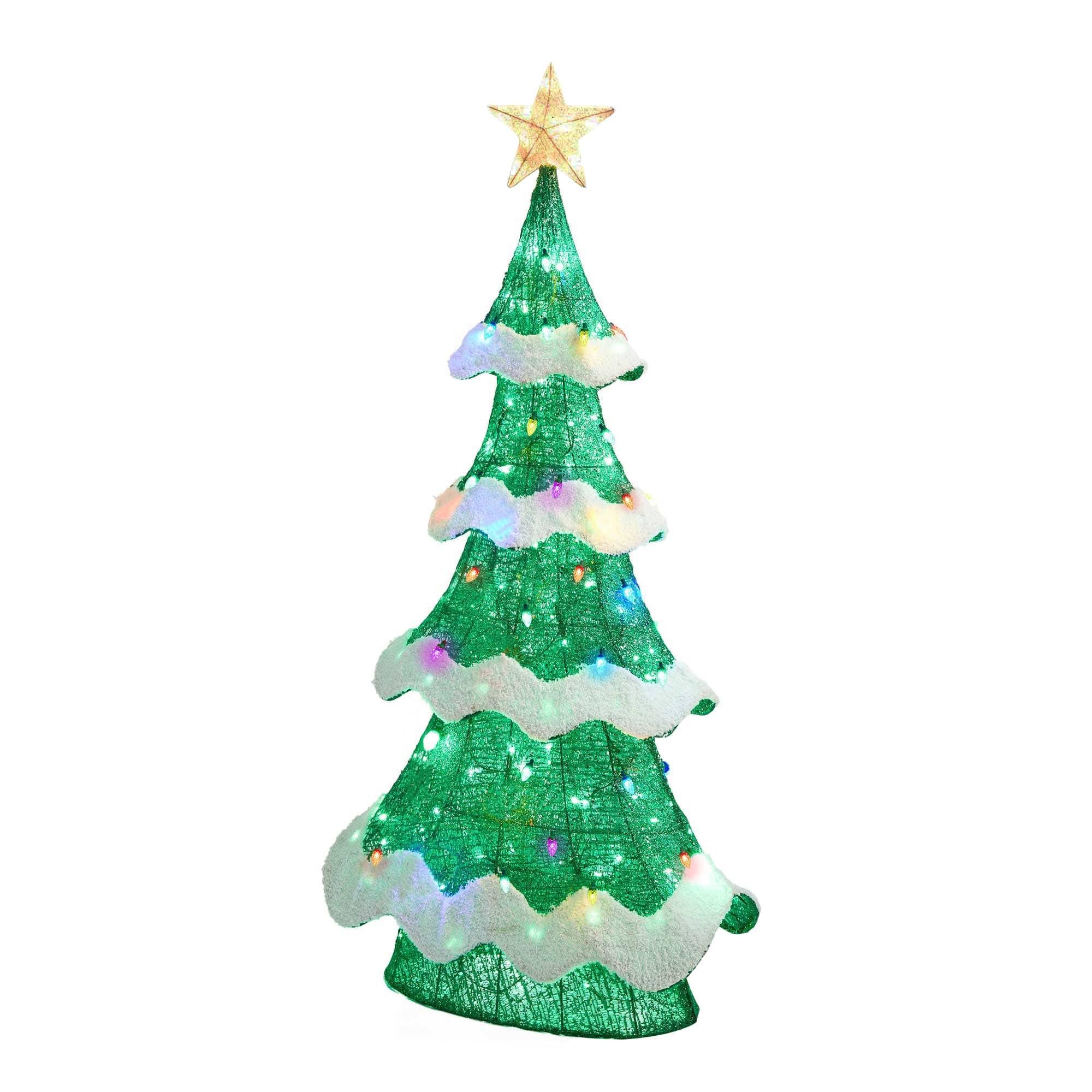 Glitzhome&#xAE; 74.5&#x22;H Lighted Christmas 3D Mesh Tree Outdoor Decor