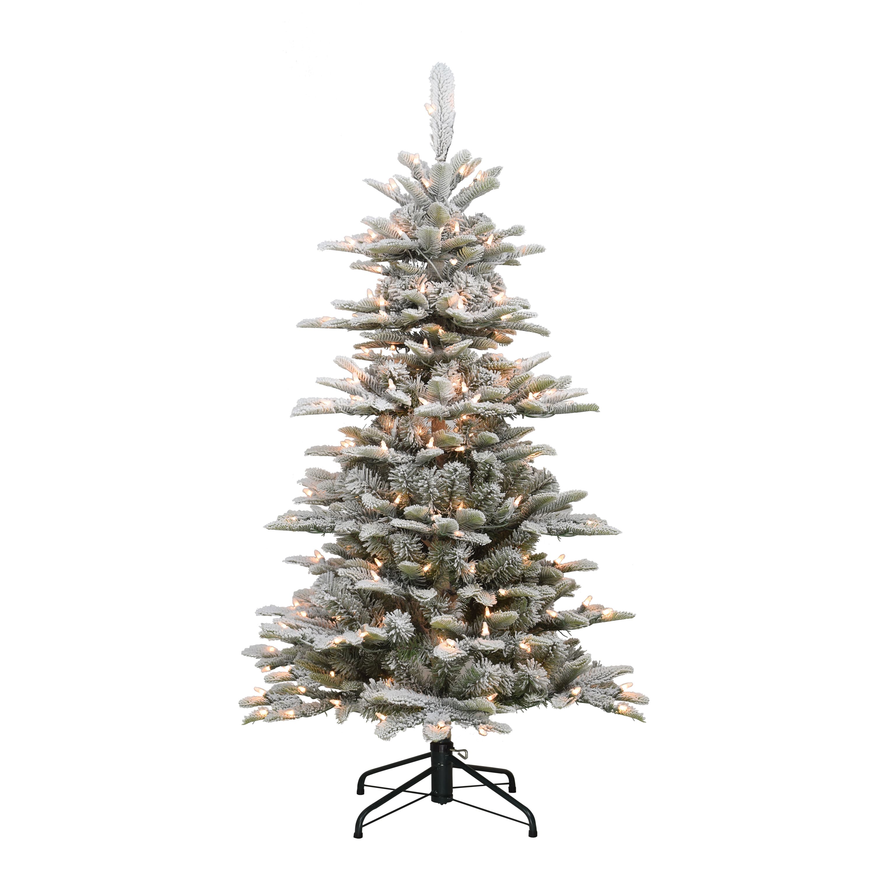 6 Pack: 4.5ft. Pre-Lit Slim Flocked Aspen Fir Artificial Christmas Tree with 200 Lights, Green