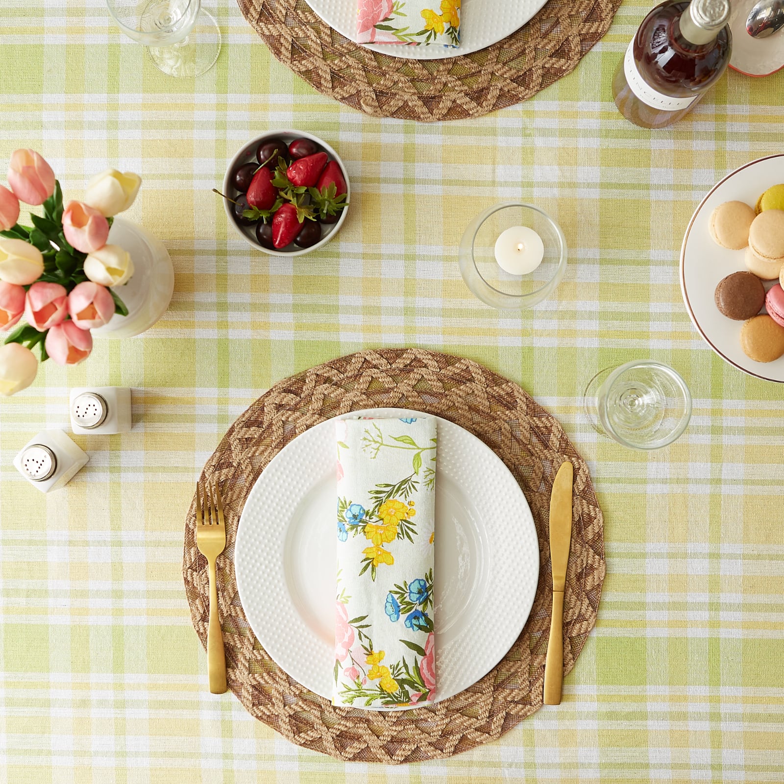 Lemon Bliss Plaid Tablecloth 60&#x22; x 84&#x22;