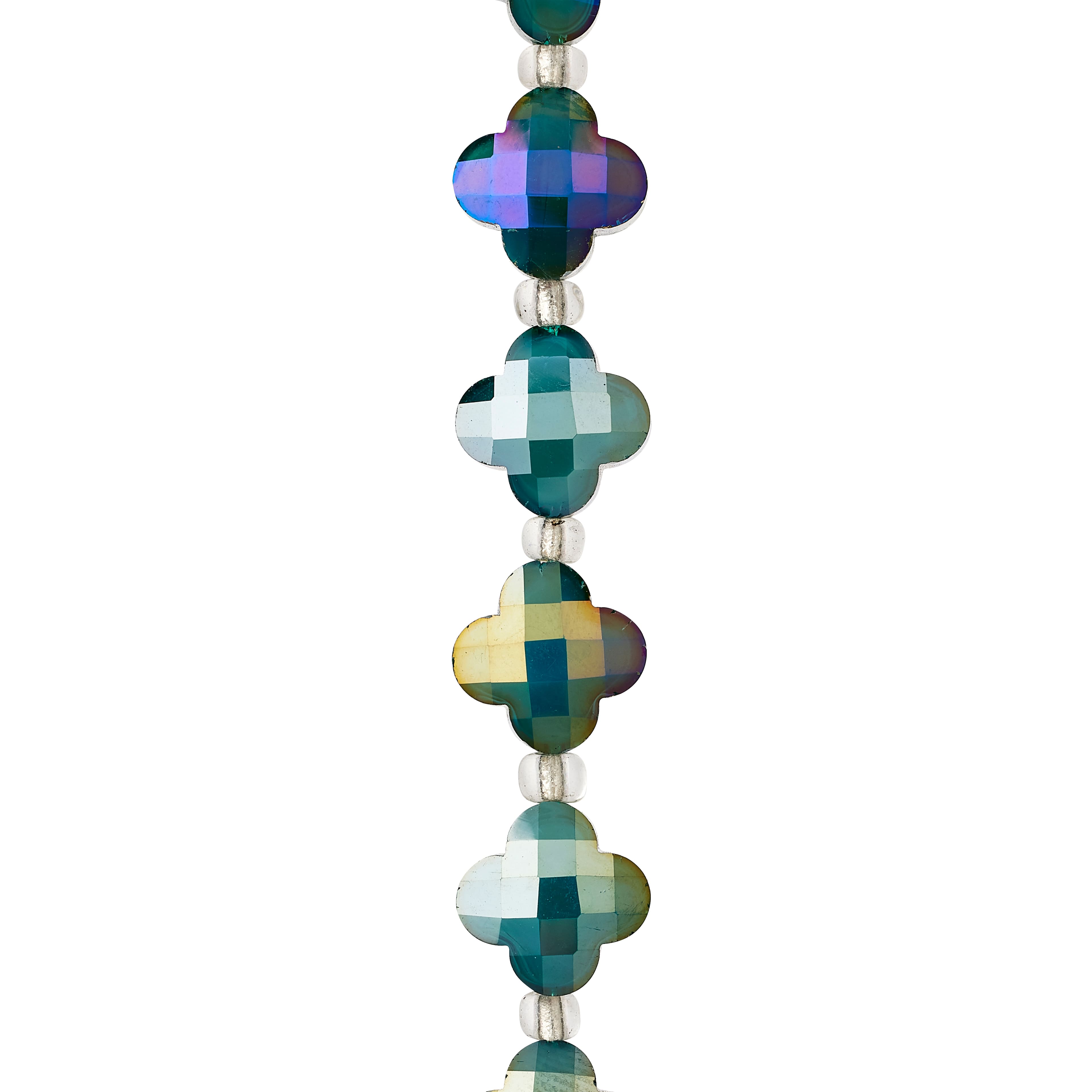 12 Pack: 12mm Turquoise Glass Cross Faceted Beads by Bead Landing&#x2122;