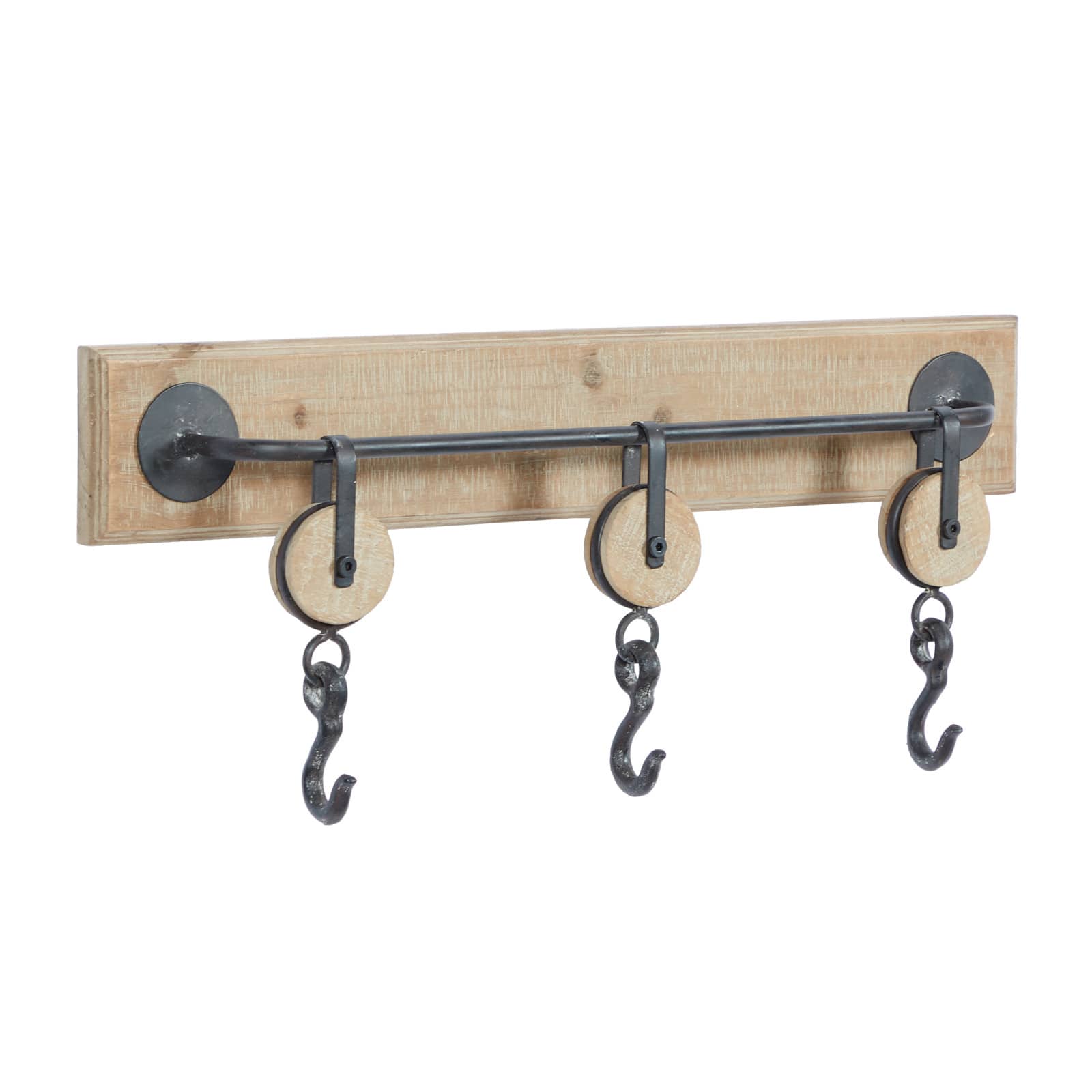 Brown Wood Industrial Wall Hook, 10" x 24" x 4"