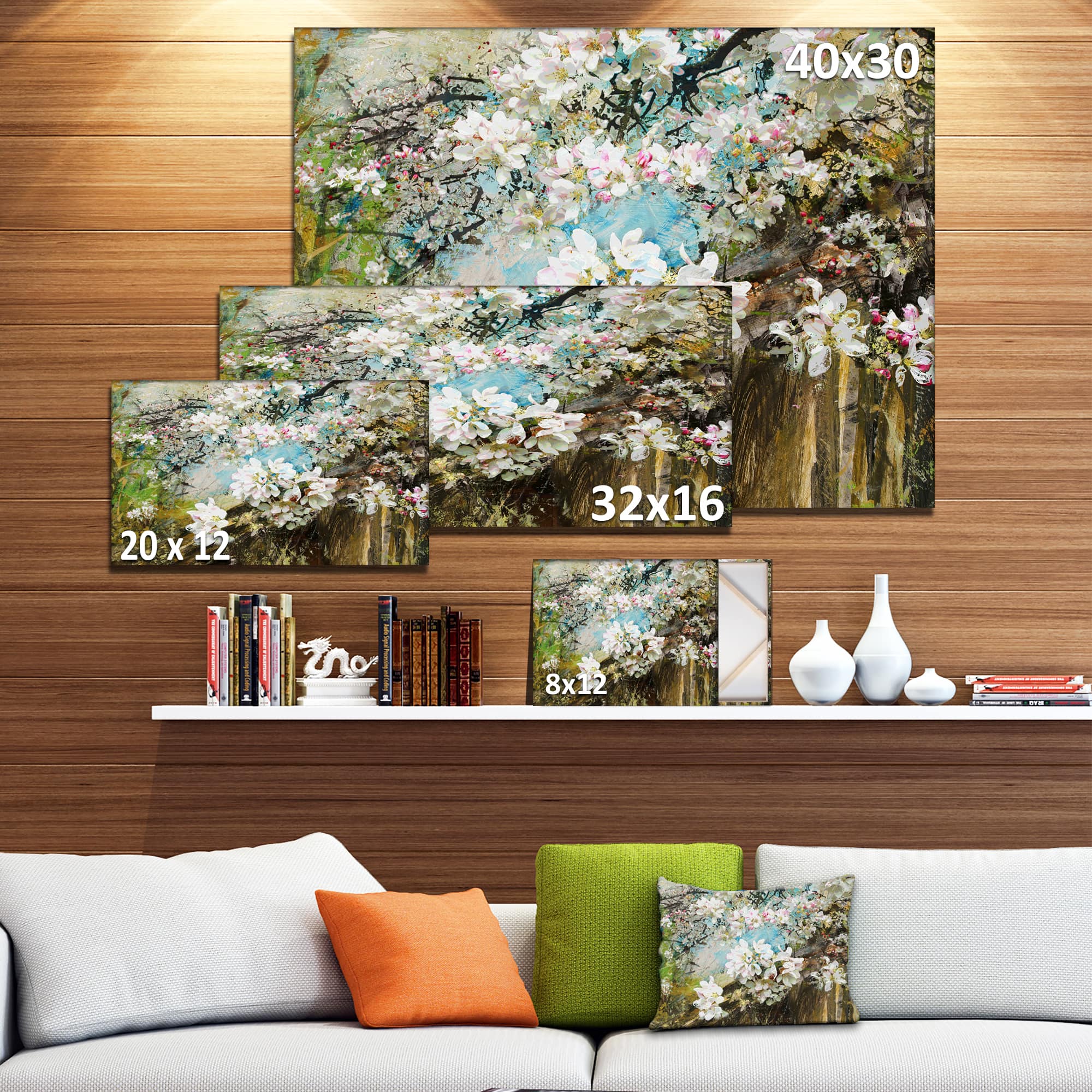 Designart - Apple Blossoms With White Flowers - Floral Art Canvas Print