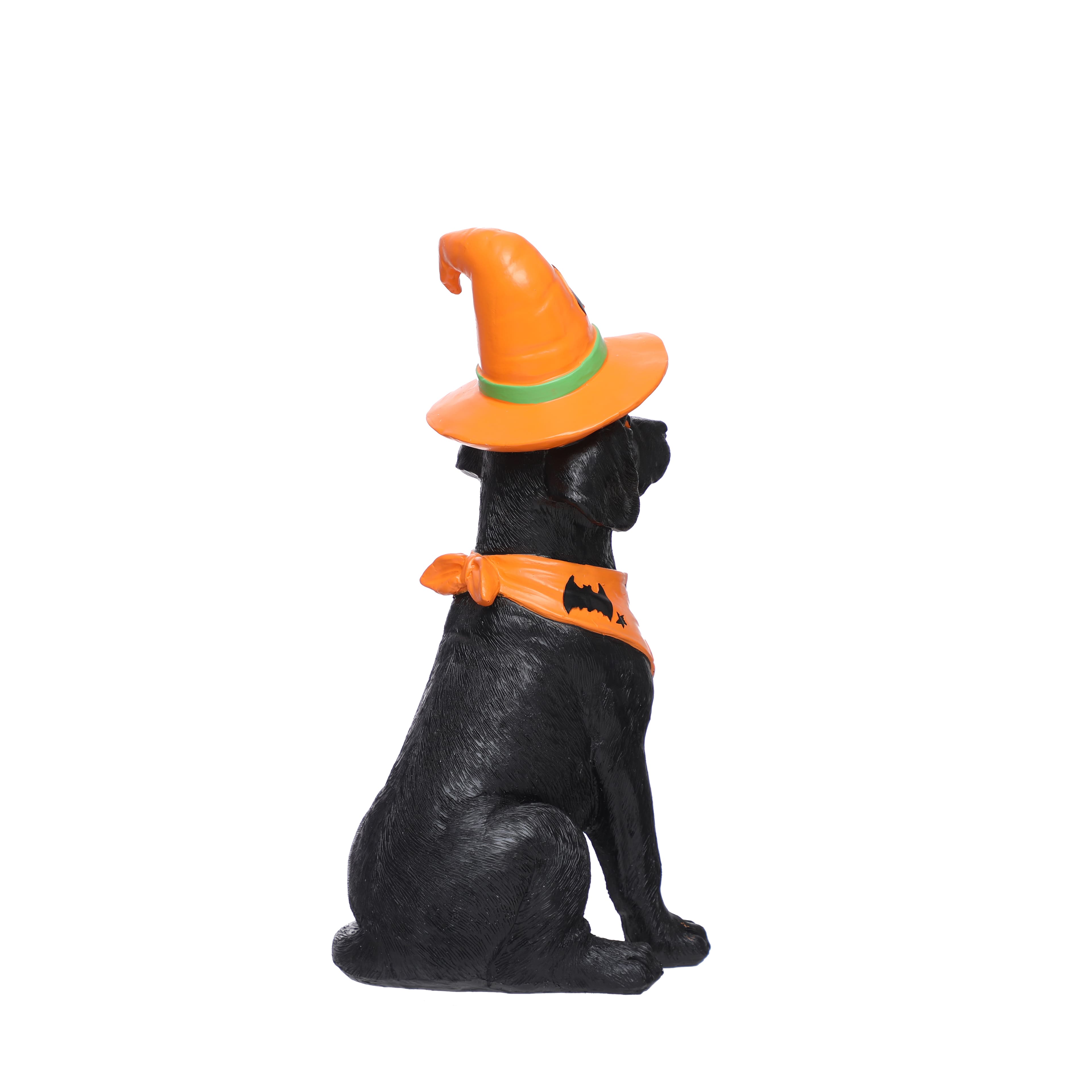 14&#x22; Sitting Dog with Witch Hat Tabletop D&#xE9;cor by Ashland&#xAE;