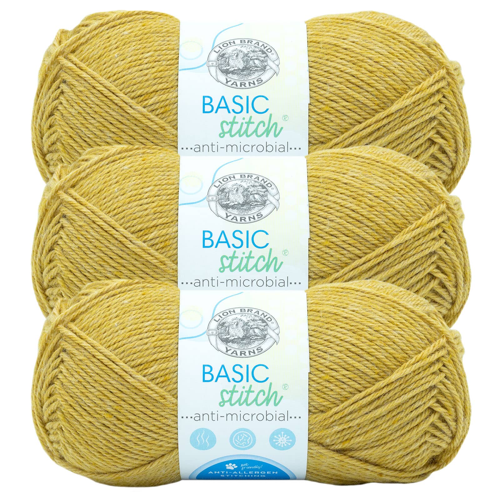 Lion Brand Yarn Basic Stitch Anti-Pilling Knitting Yarn, Yarn for  Crocheting, 3-Pack, Baby Blue