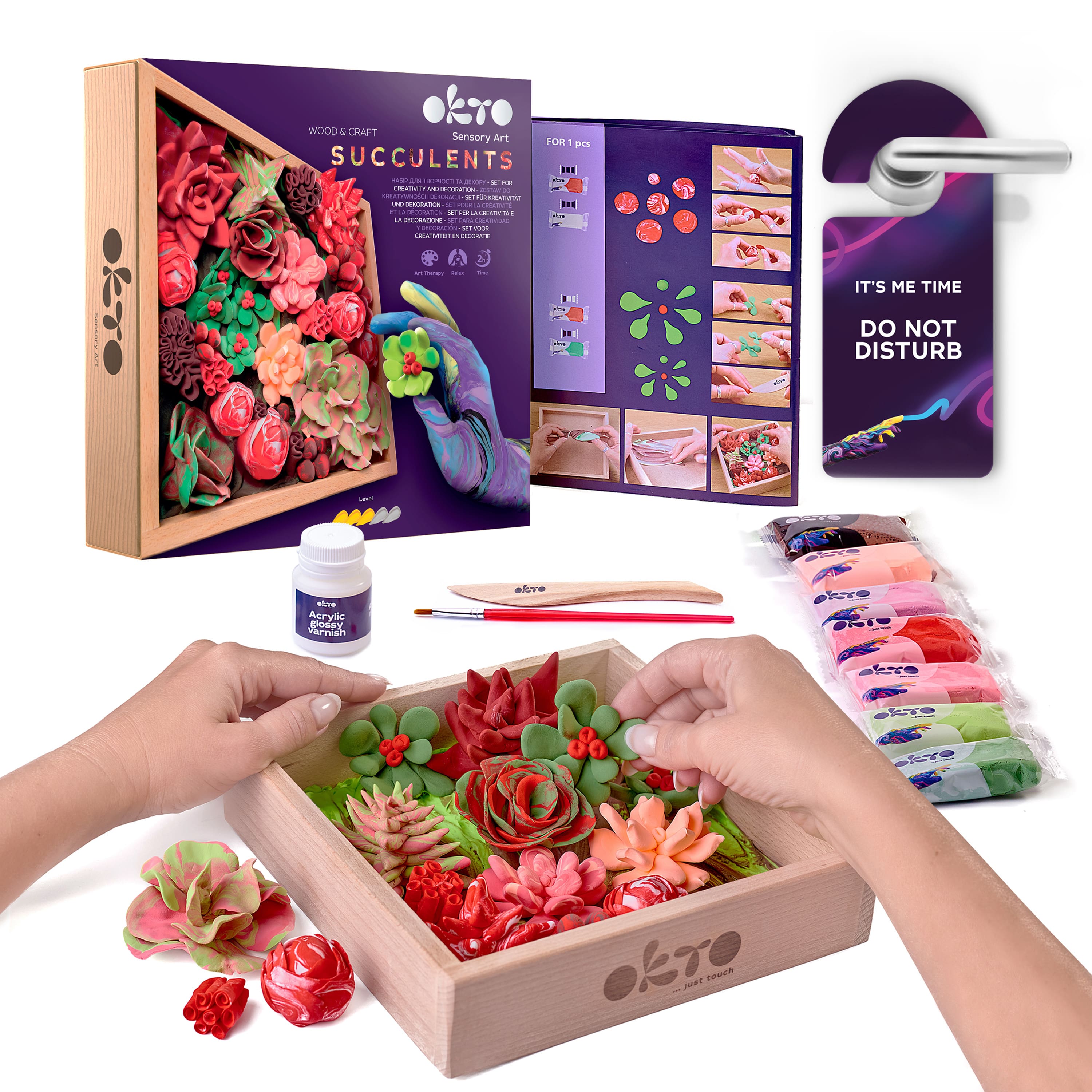 OKTO DIY Wood &#x26; Craft Passion Succulents Clay Kit