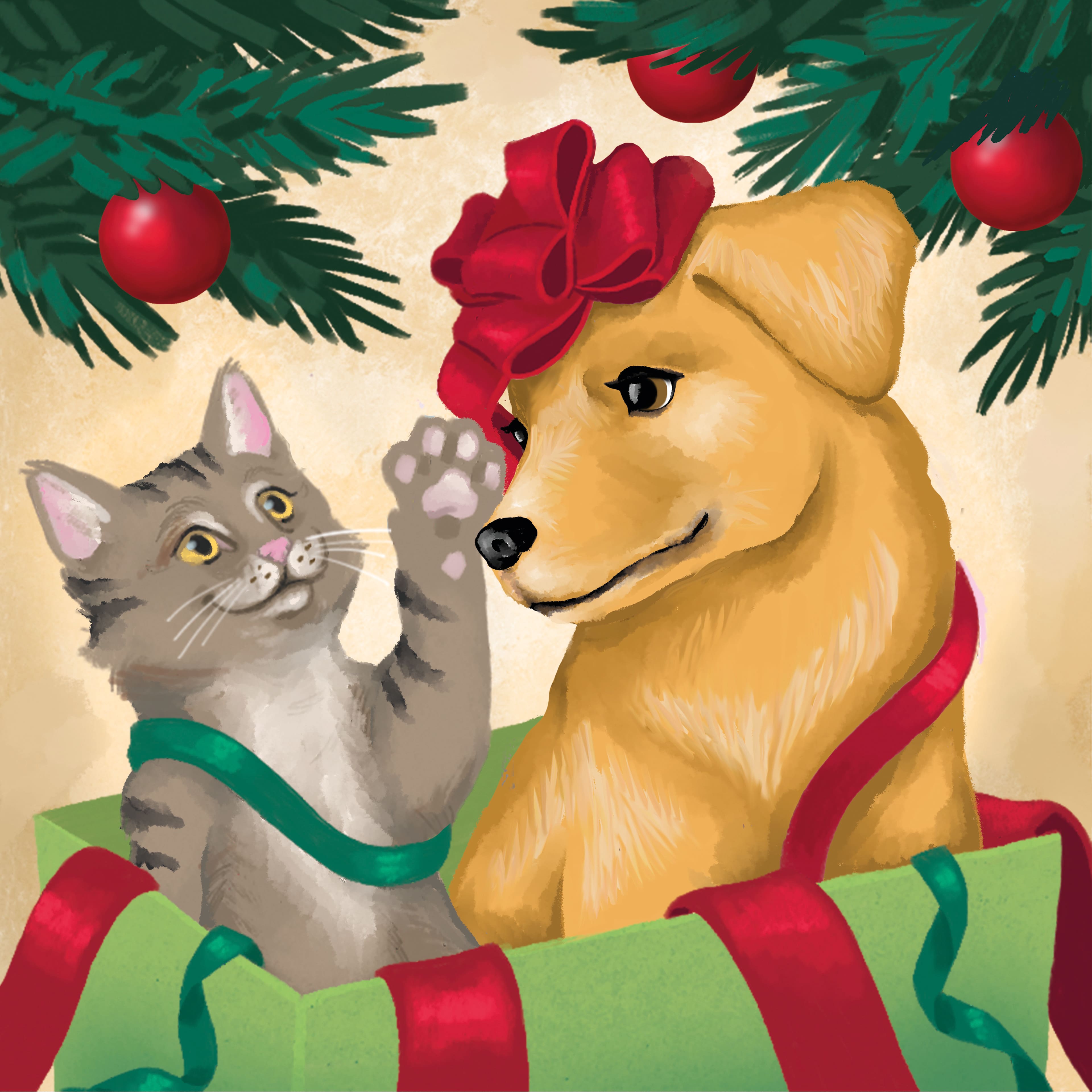 11" x 11" Christmas Cat & Puppy Canvas Painting Kit by Artist's Loft™