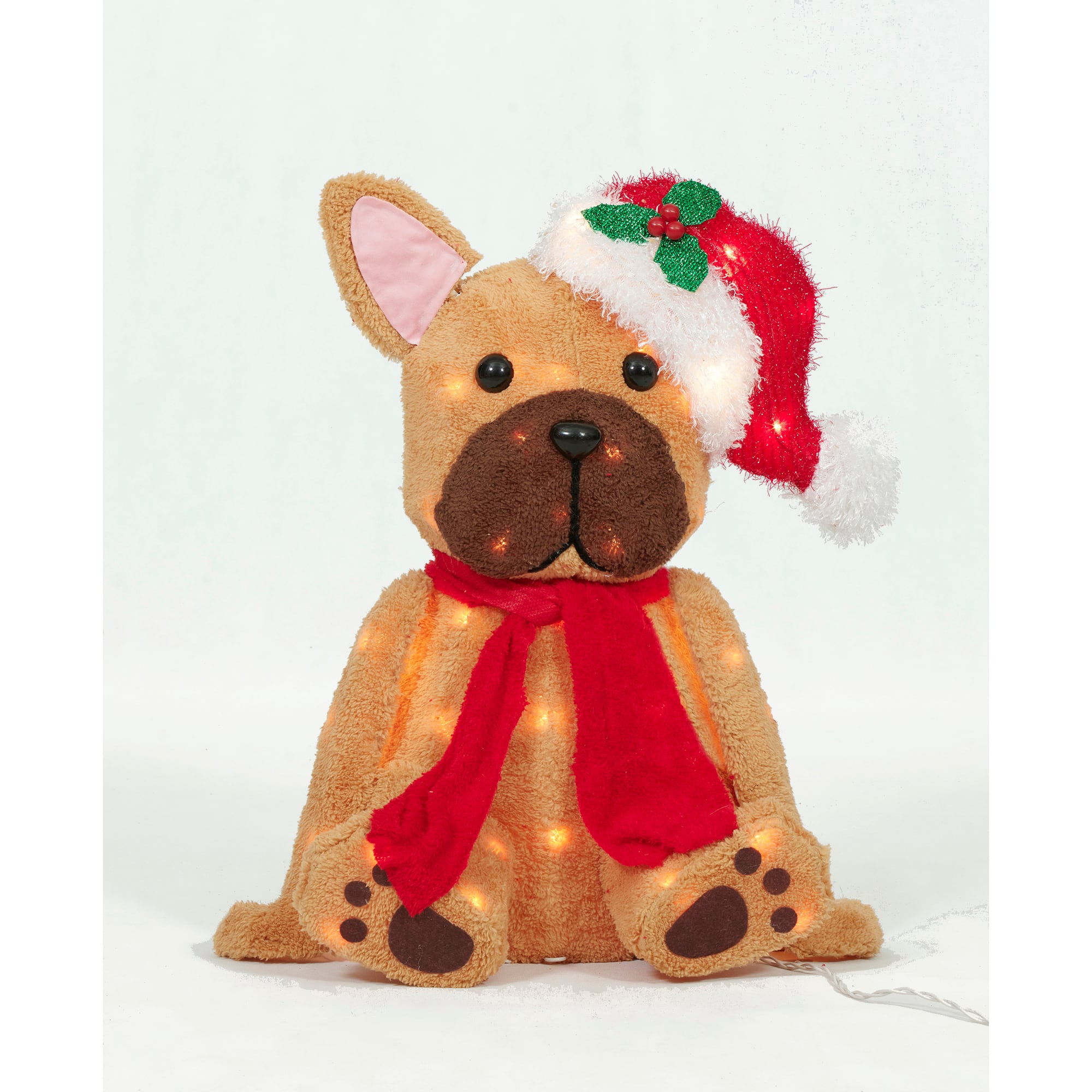 22&#x22; Plush Sitting Bulldog Sculpture with Hat