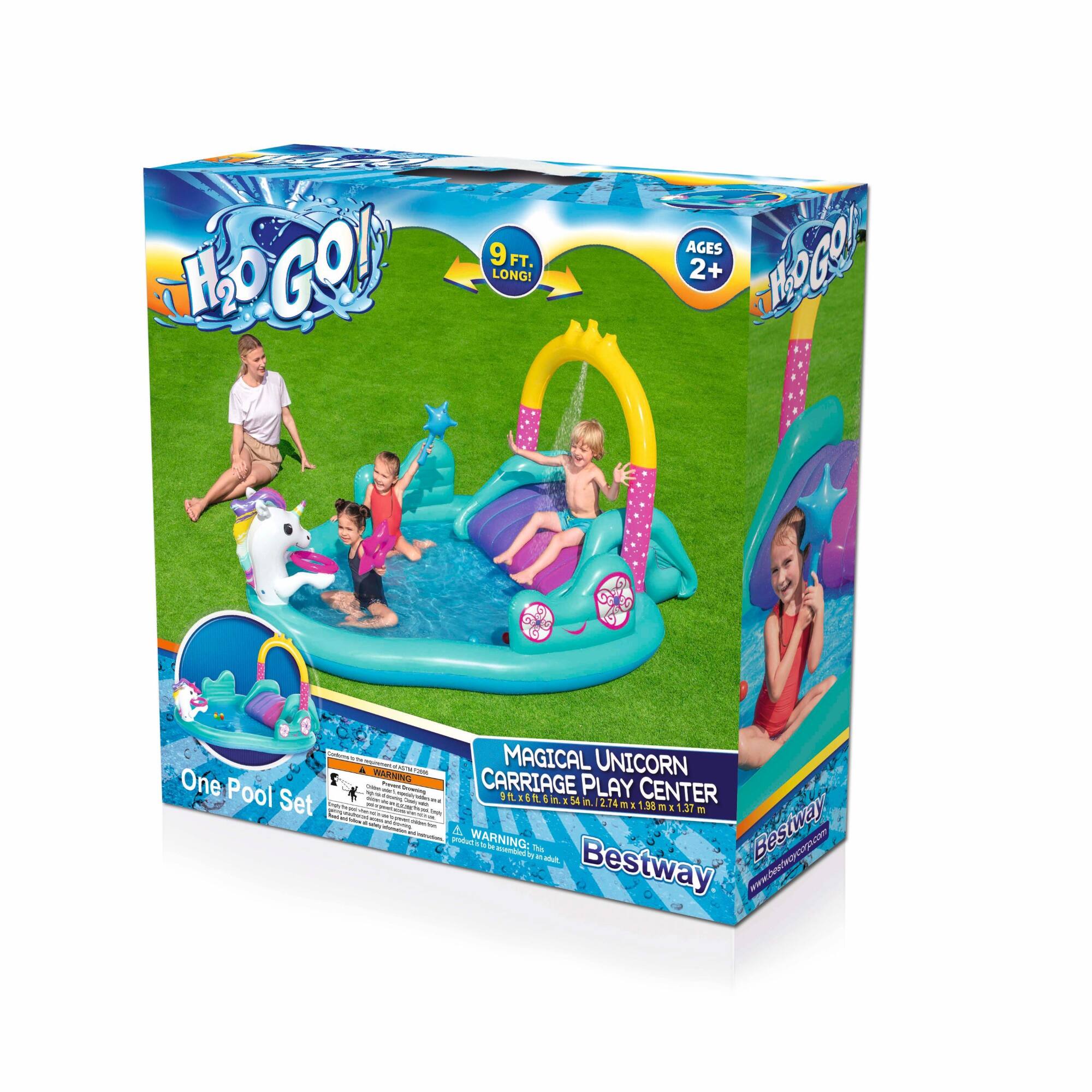 Bestway® H2OGO!® Magical Unicorn Carriage Inflatable Play Pool Center