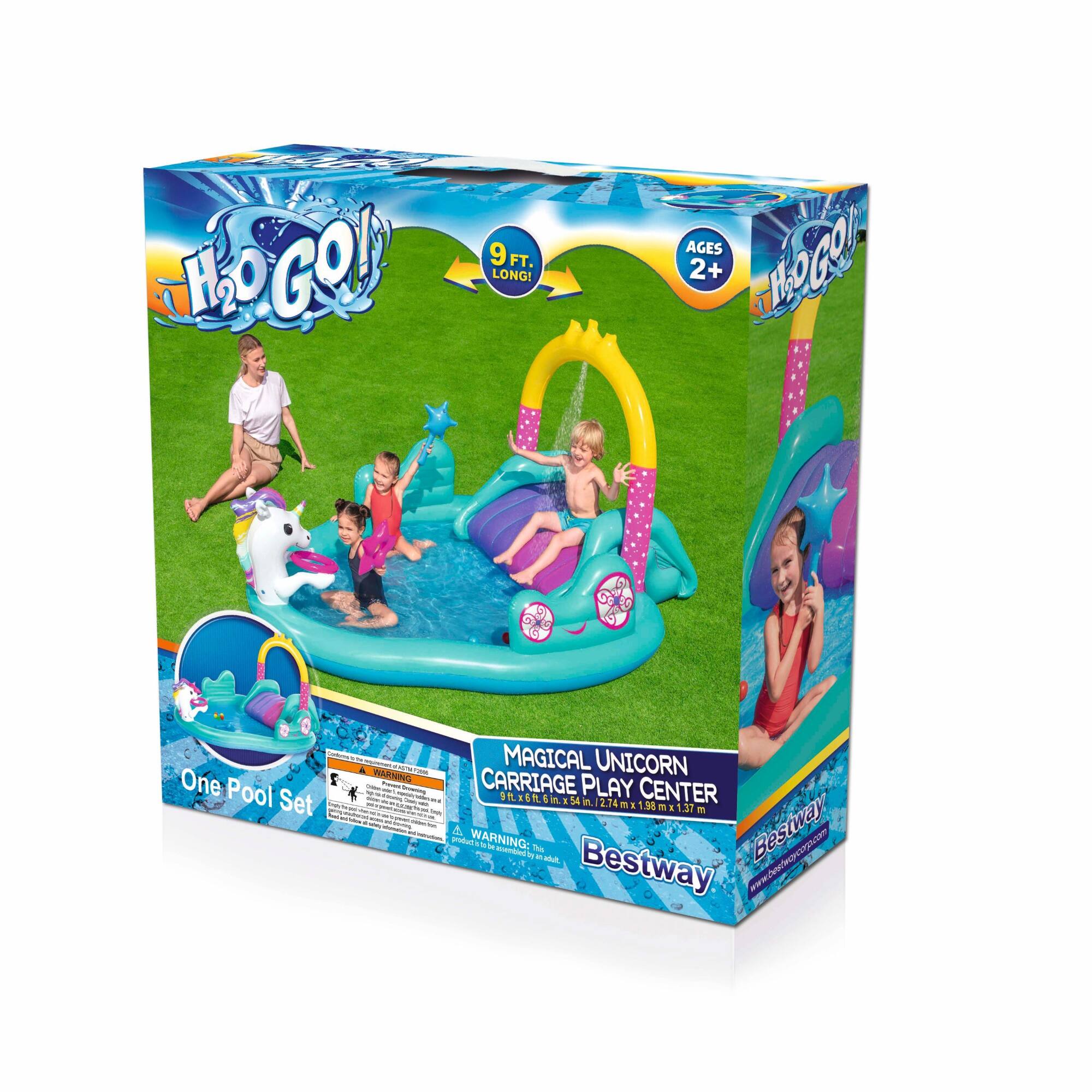 Bestway&#xAE; H2OGO!&#xAE; Magical Unicorn Carriage Inflatable Play Pool Center