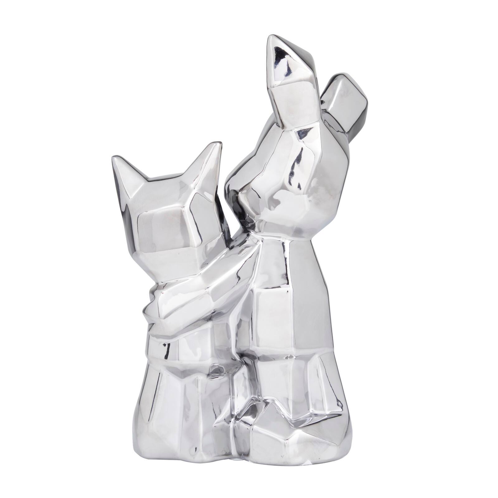 CosmoLiving by Cosmopolitan Silver Porcelain Contemporary Sculpture, 12&#x22; x 8&#x22; x 5&#x22;