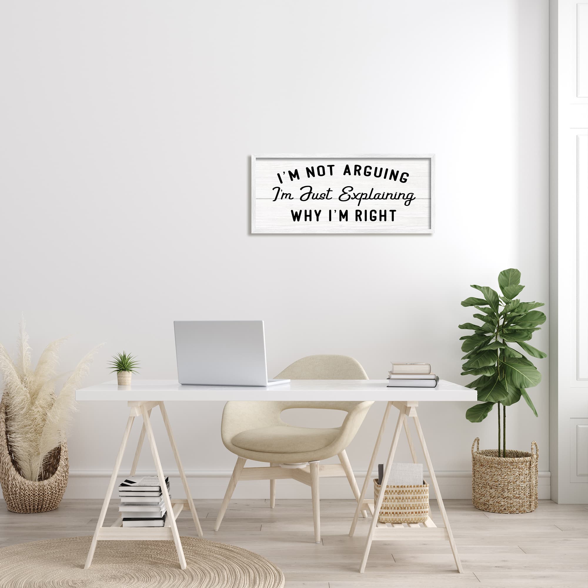 Stupell Industries Not Arguing Explaining Why I'm Right Funny Phrase in White Frame Wall Art