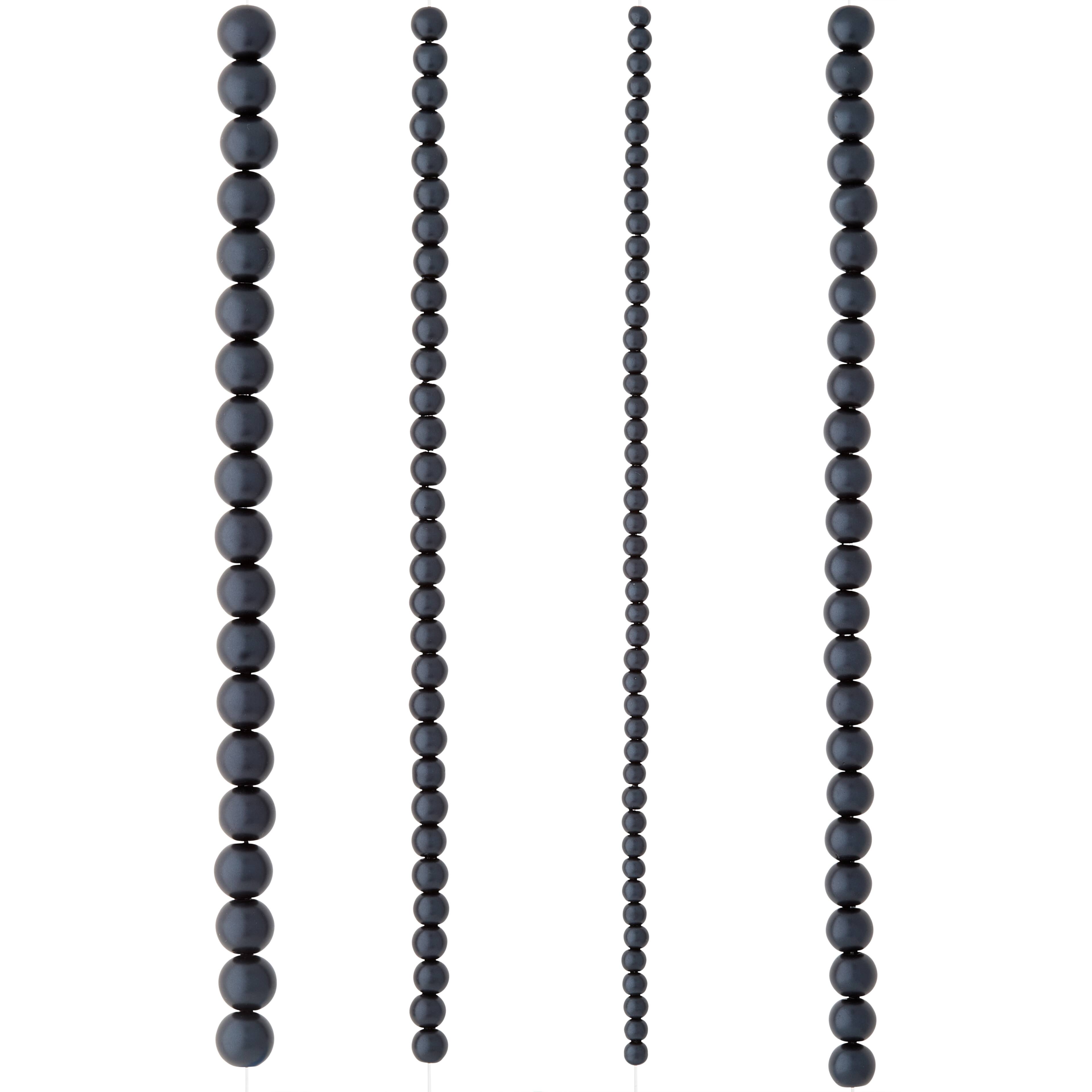 12 Pack: Black Matte Glass Pearl Round Beads by Bead Landing™