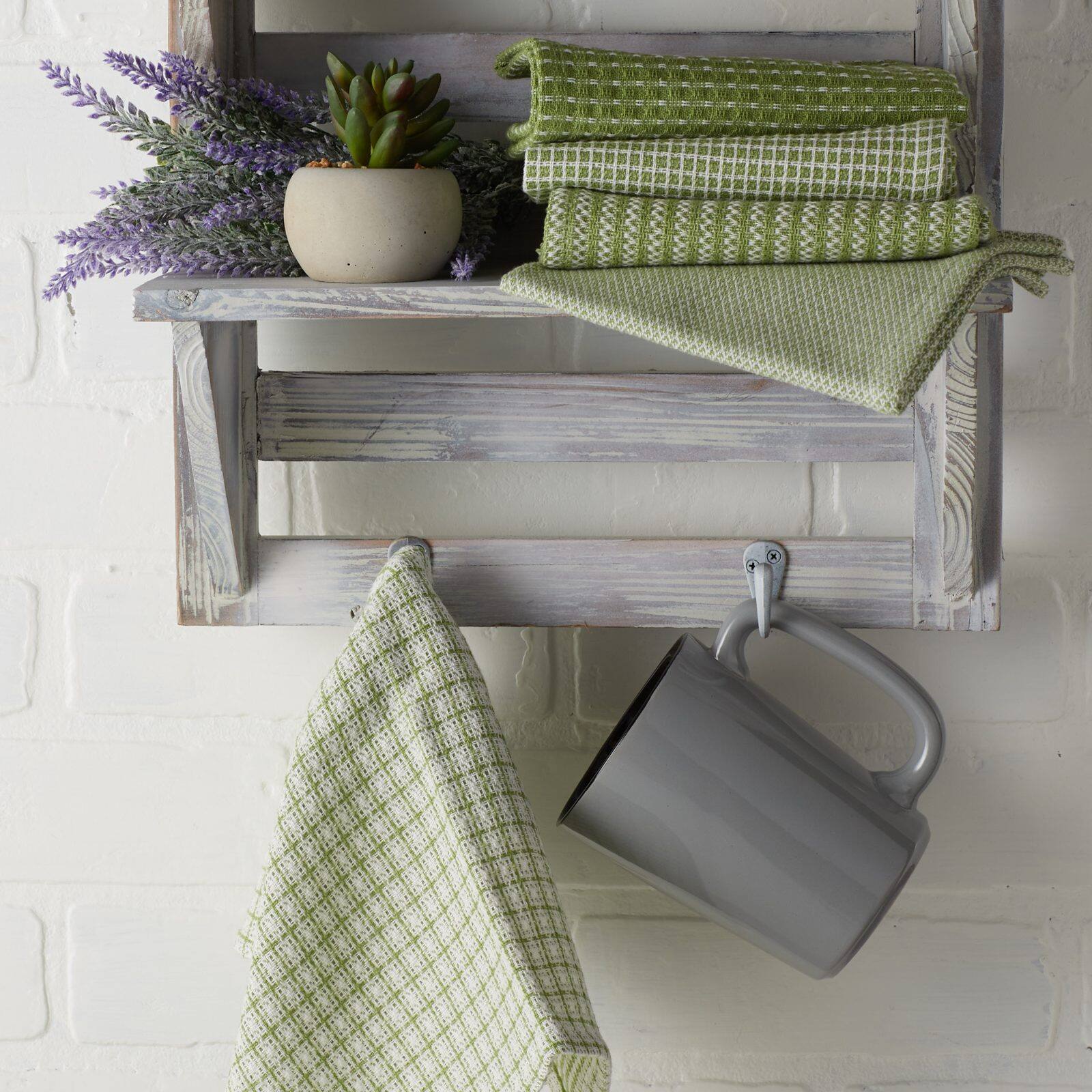 DII® Antique Green Mixed Pattern Dishcloths, 5ct.
