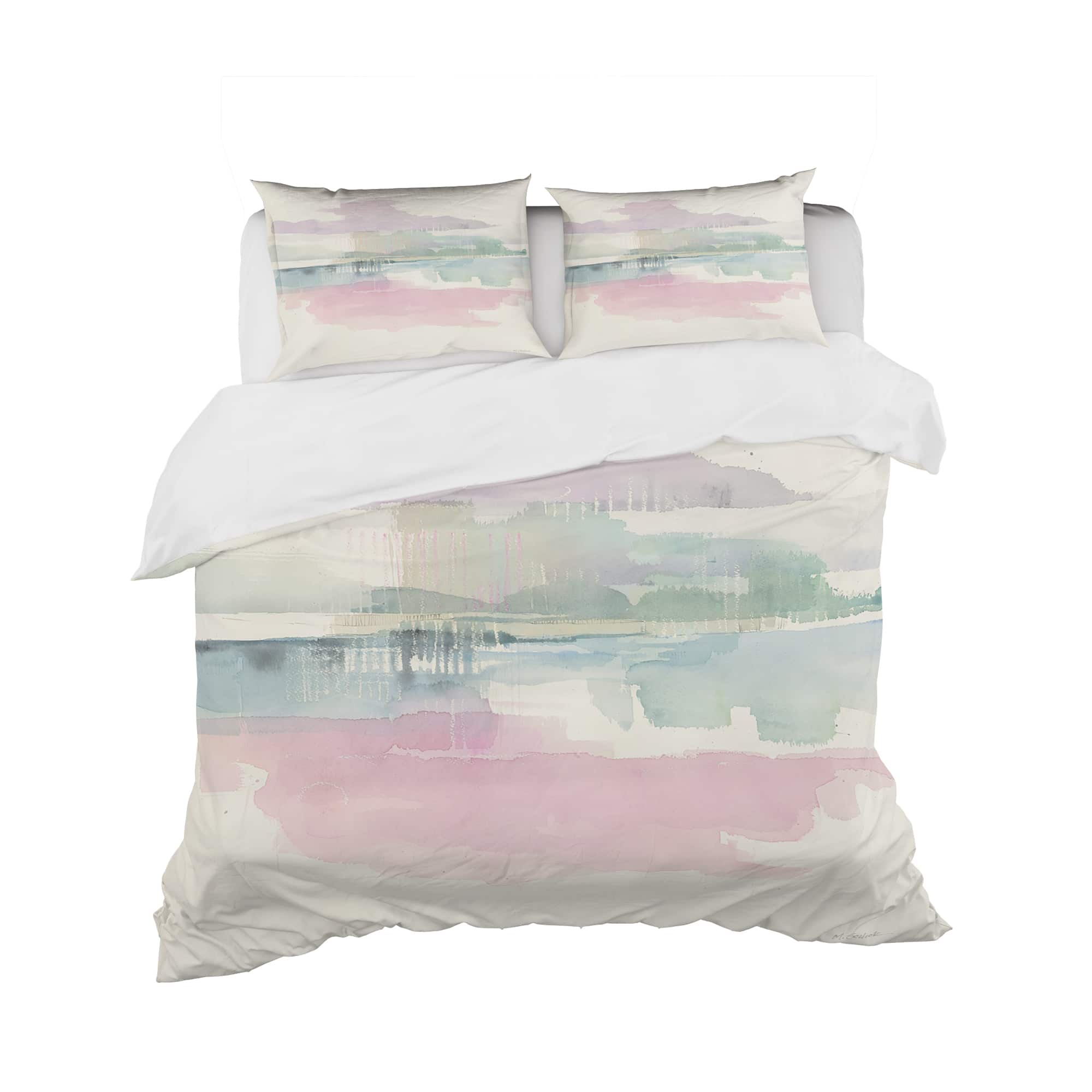 Designart &#x27;Pink Lifting Fog&#x27; Geometric Bedding Set - Duvet Cover &#x26; Shams