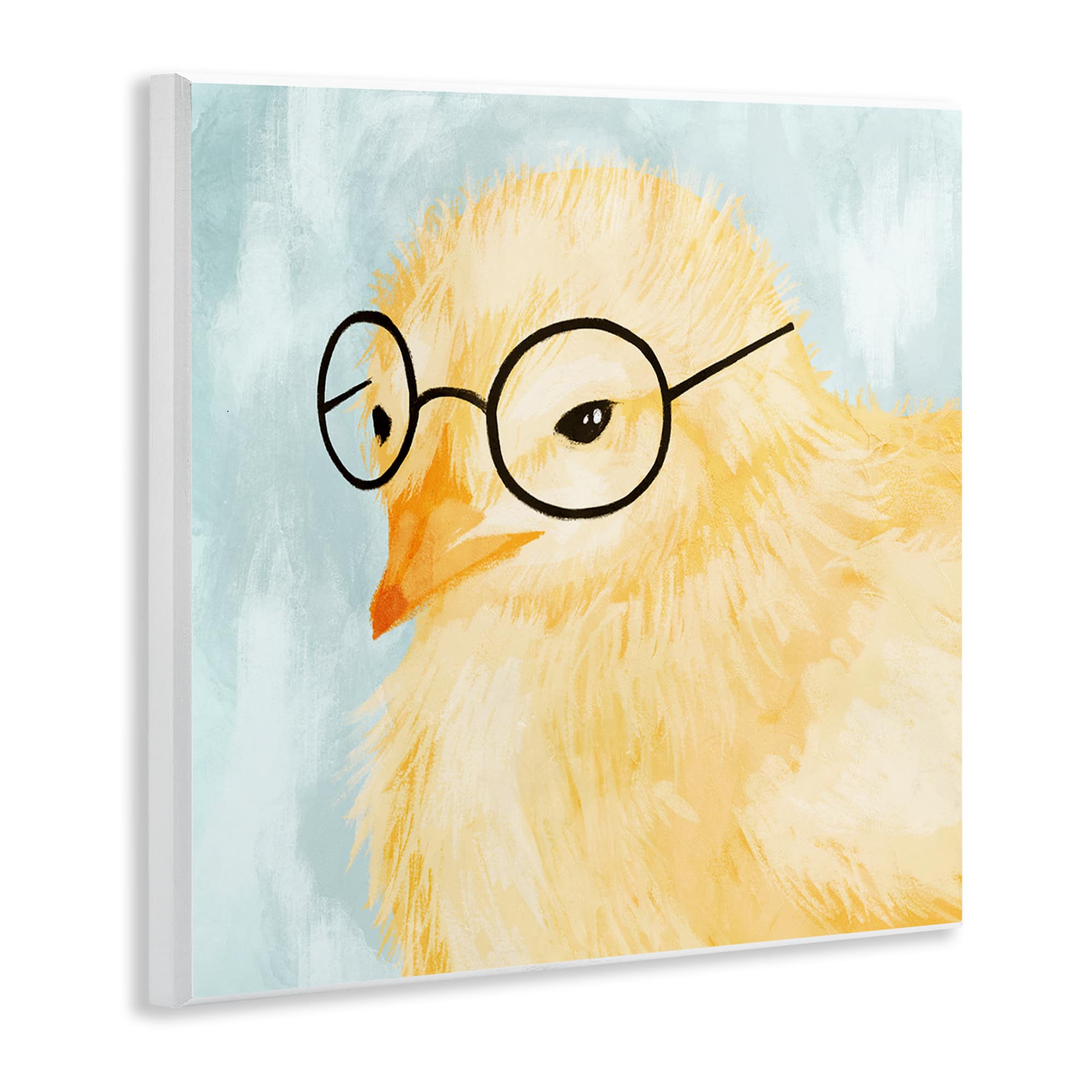 Stupell Industries Easter Chick Yellow Bird Black Glasses Animal Portrait Wall Plaque Art