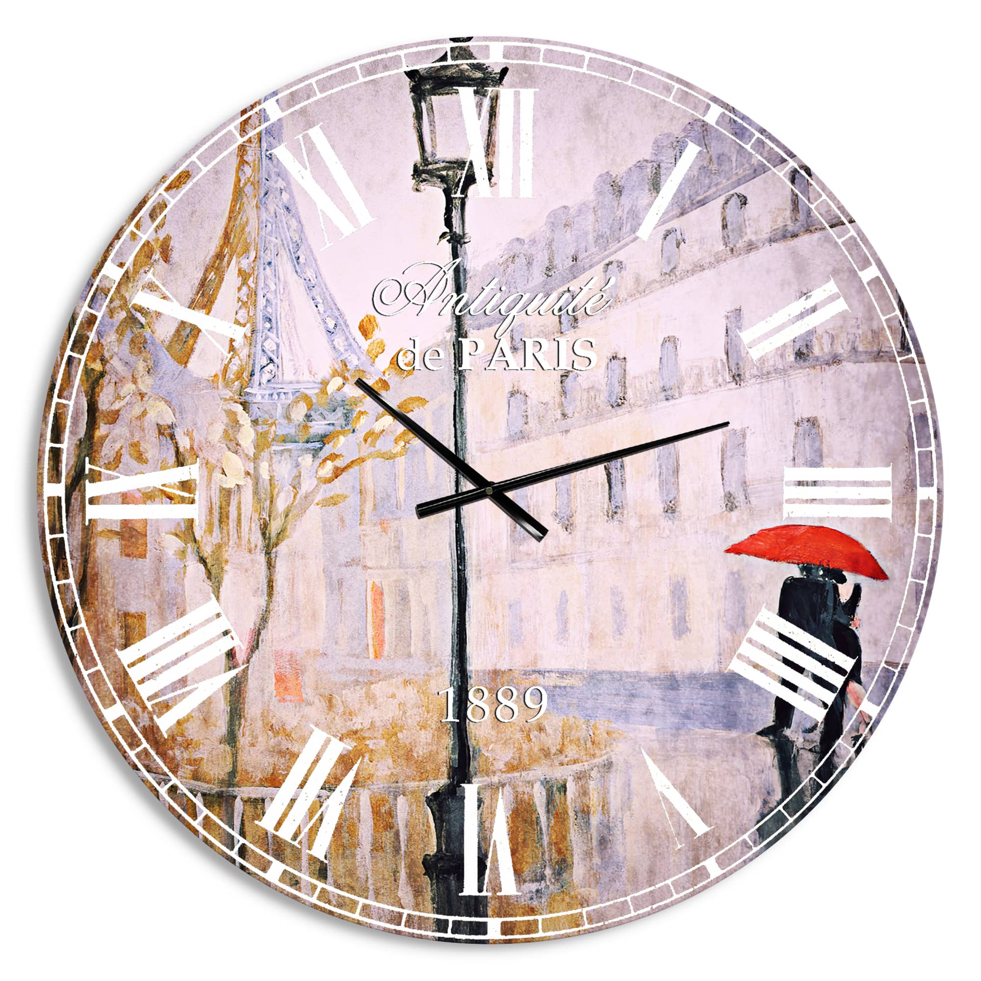 Designart Love in Paris V French Country Wall Clock