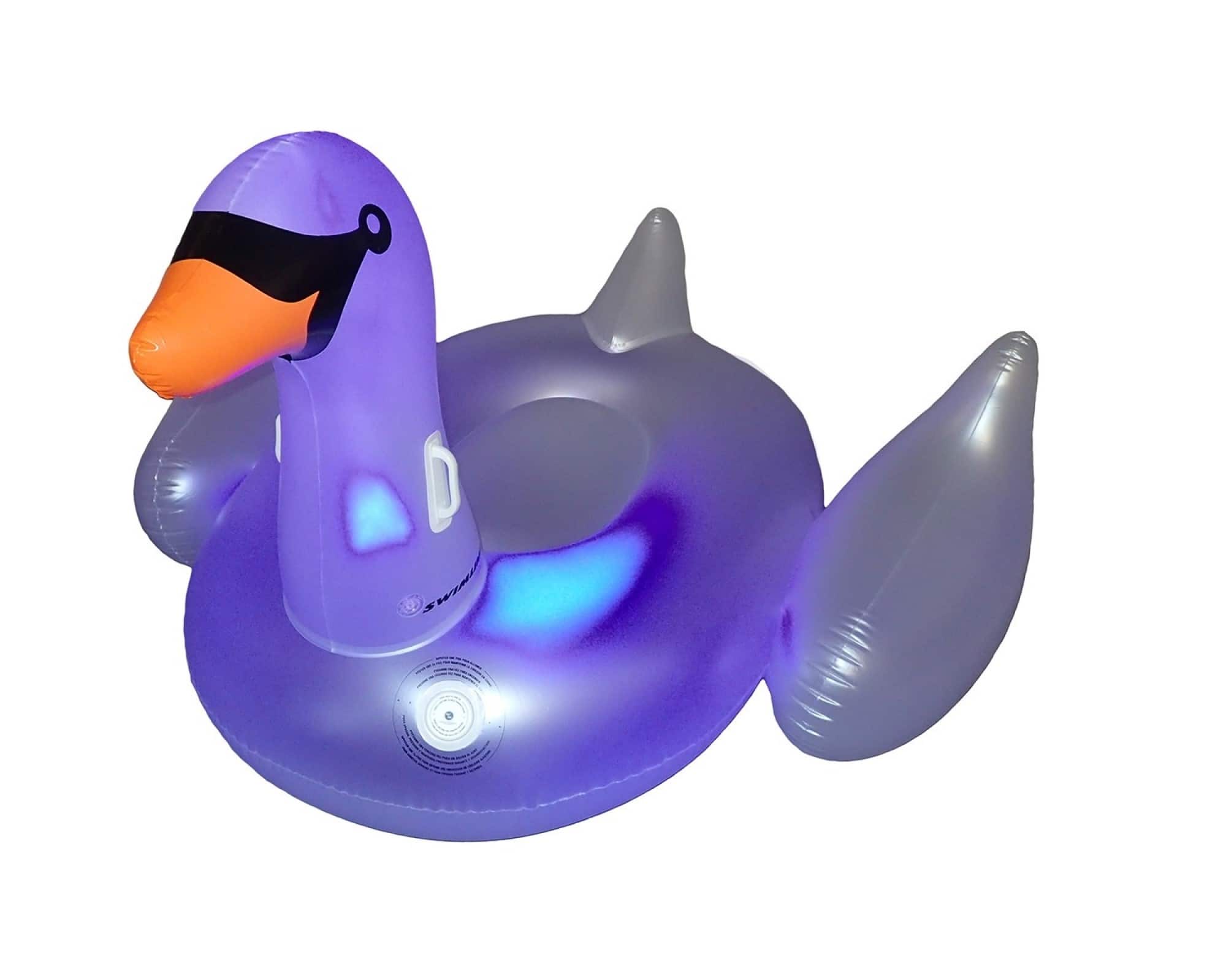 Swim Central Color Changing 75&#x22; Inflatable LED Swan Float Lounger