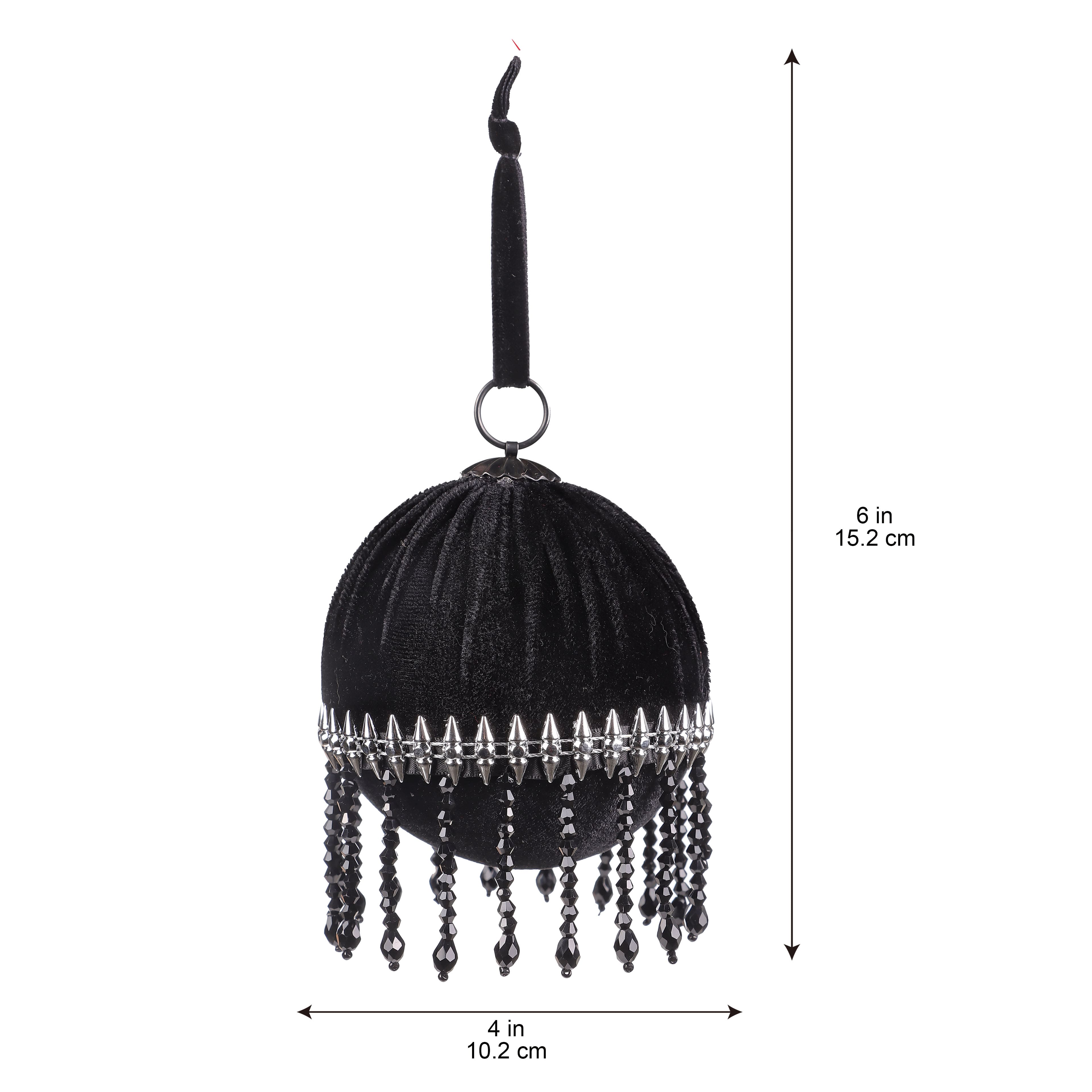 4&#x22; Black Ball Ornament with Dangling Jewels by Ashland&#xAE;