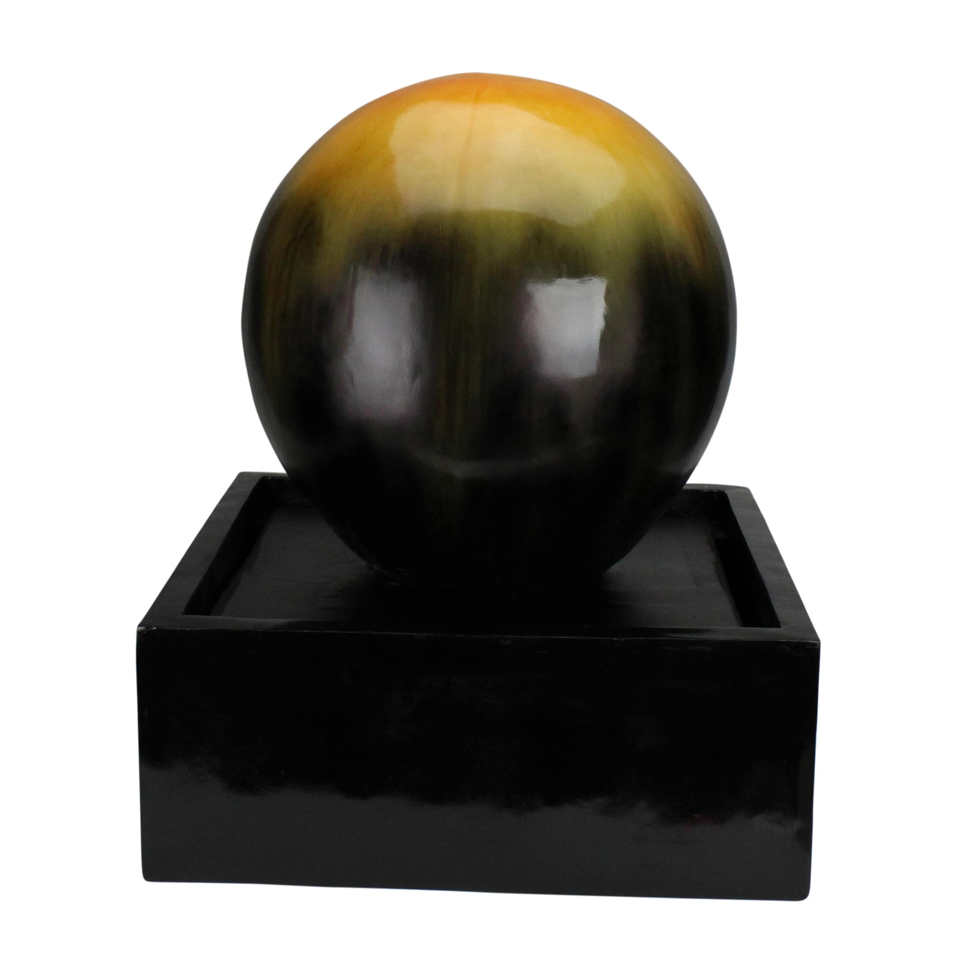 24" Golden Amber Ball Outdoor Garden Water Fountain