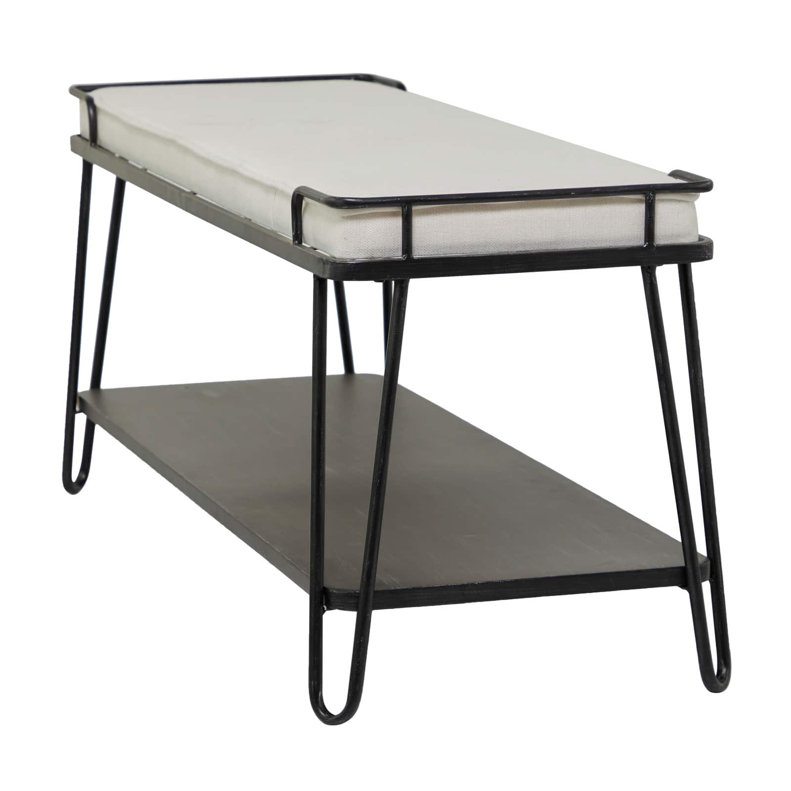 49&#x22; Black Metal Industrial Bench