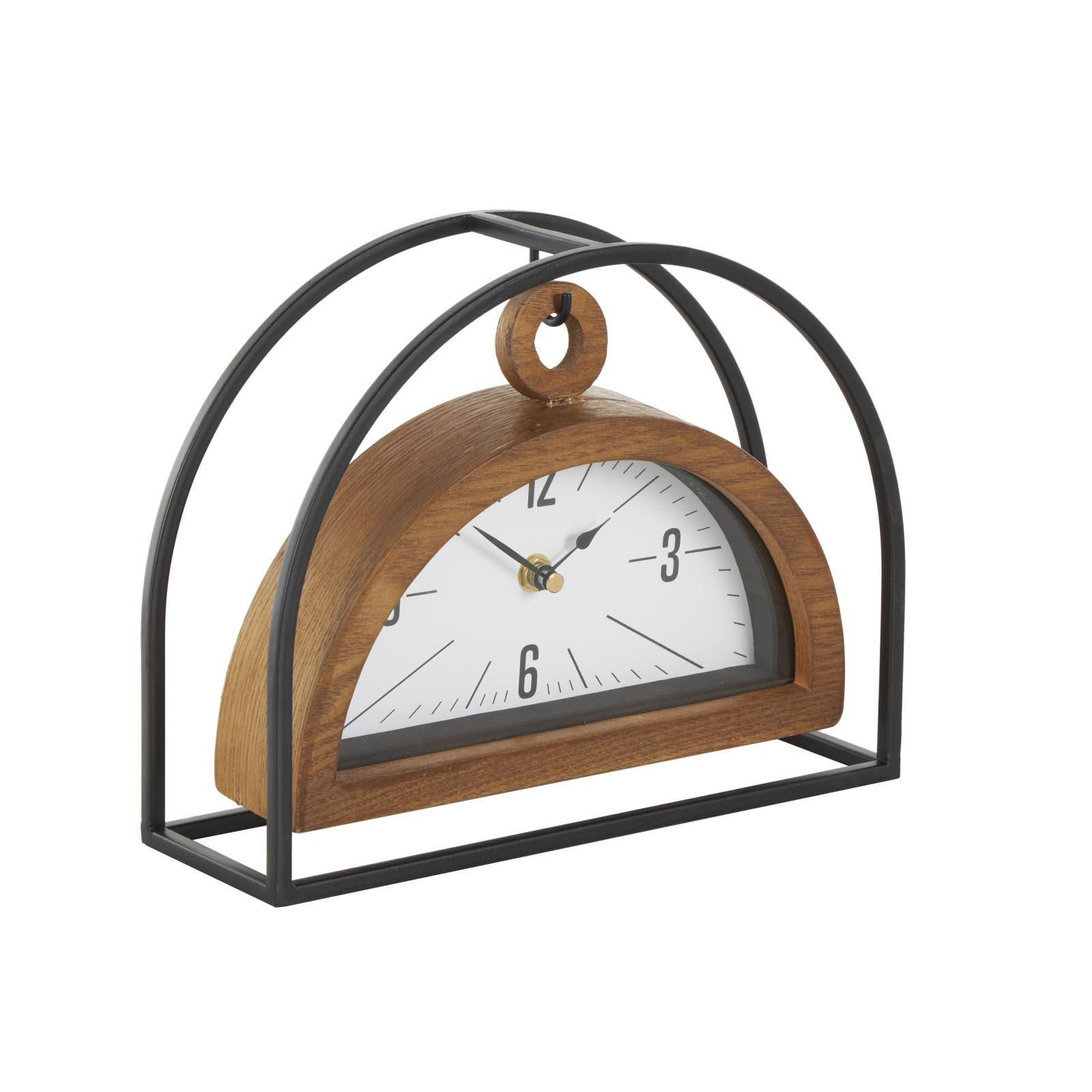 10.25" Brown Metal Suspended Clock with Black Frame
