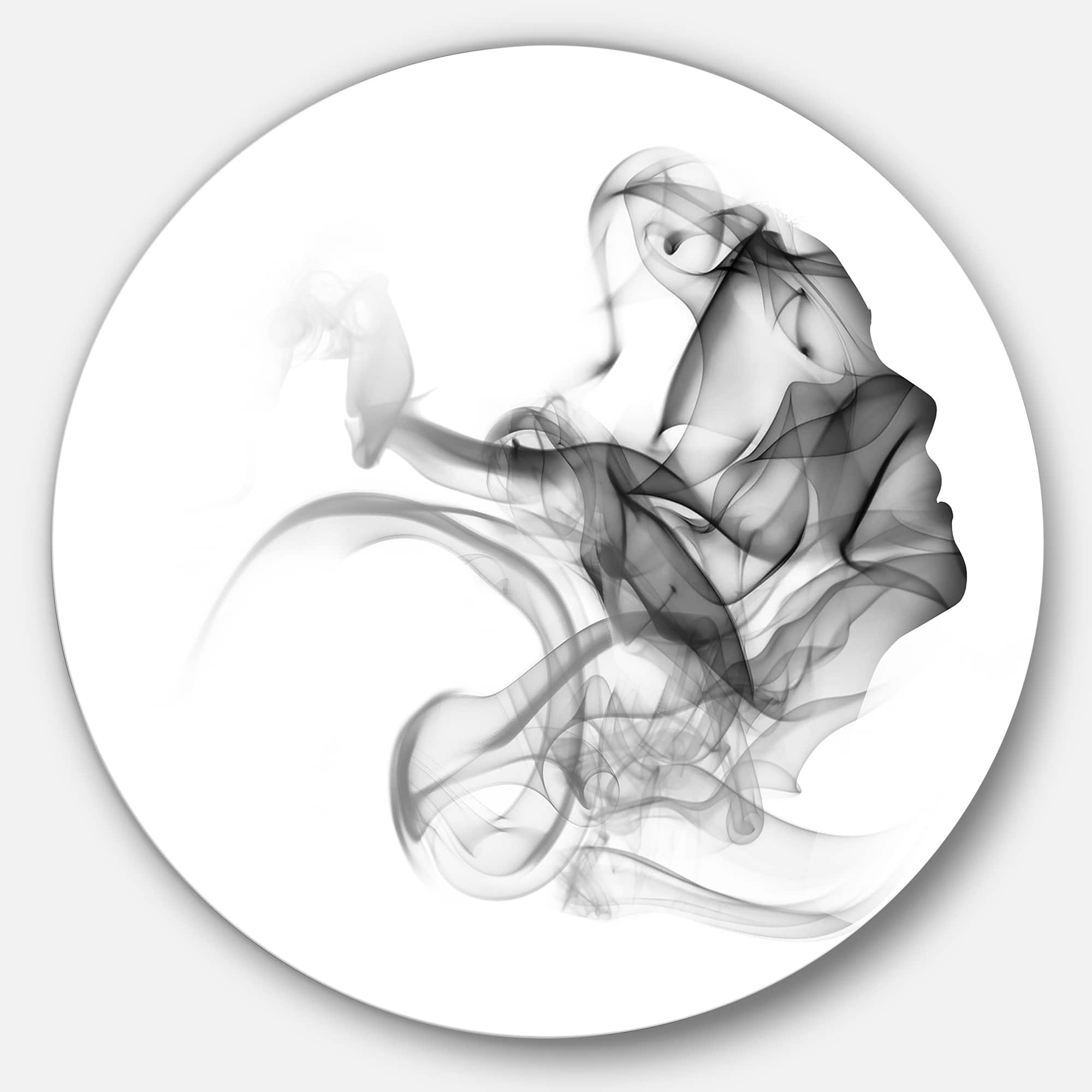 Designart - Woman and Smoke Double Exposure' Portrait Metal Circle Wall Art