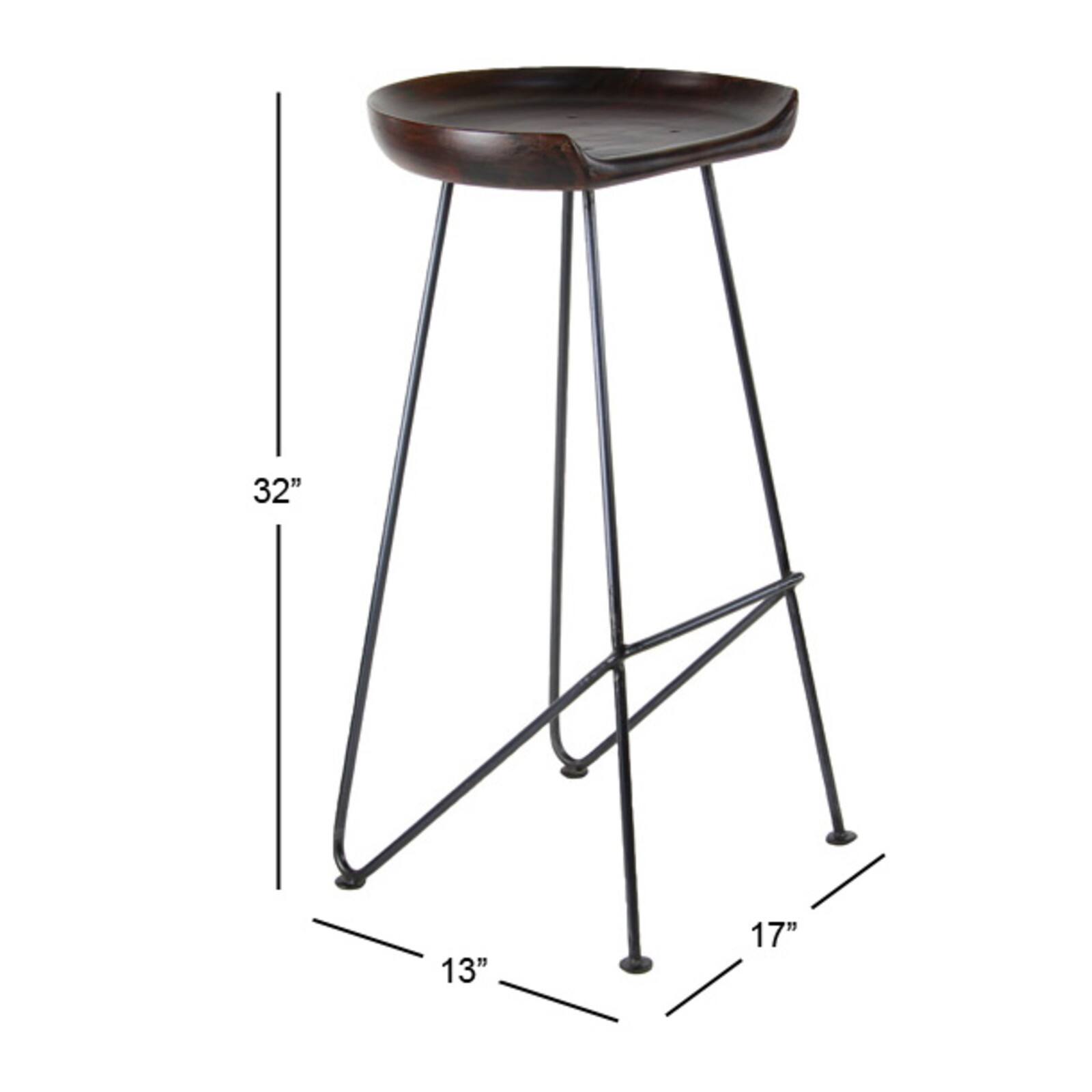 Brown Iron &#x26; Wood Rustic Stool