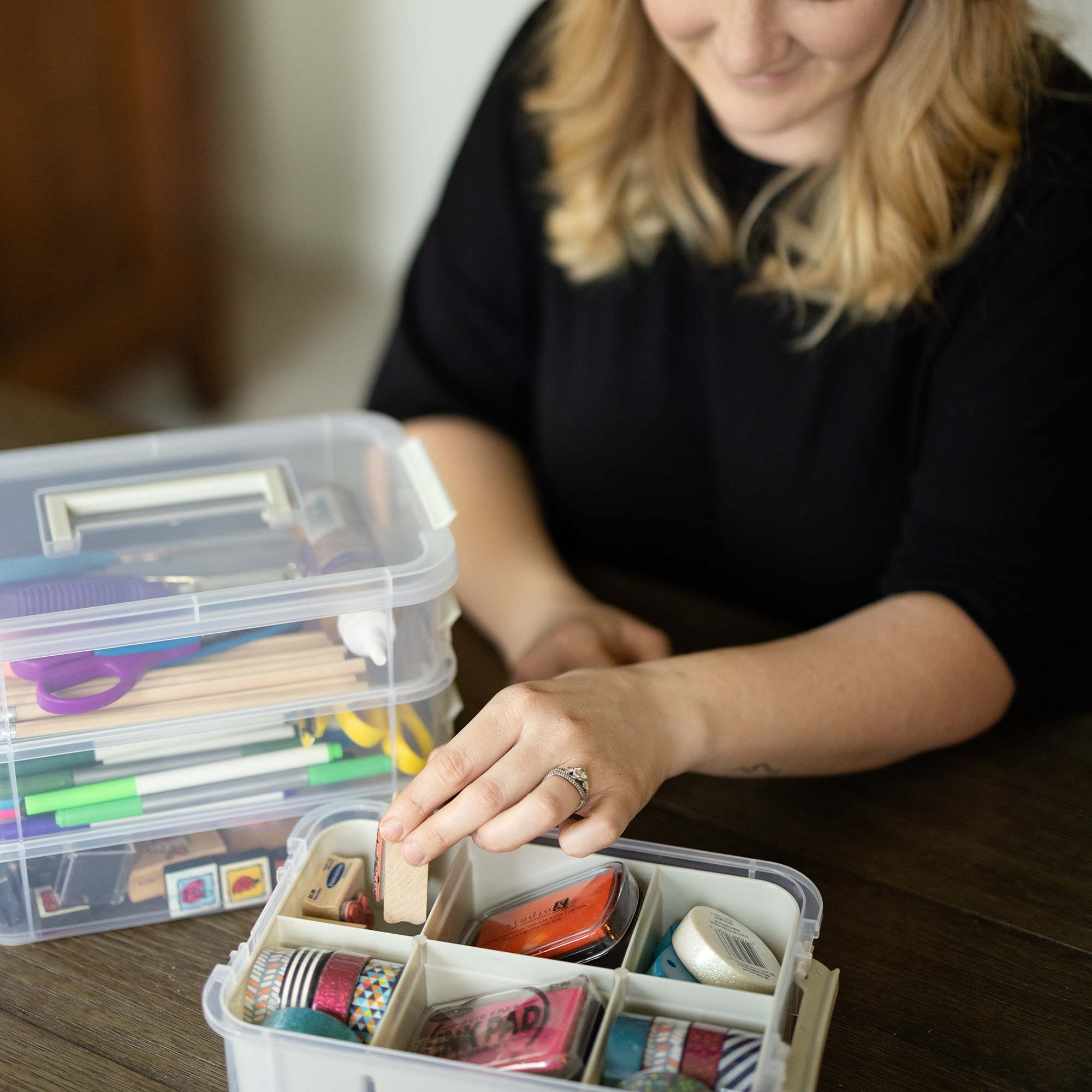 Everything Mary Four Tray Plastic Storage Organizer