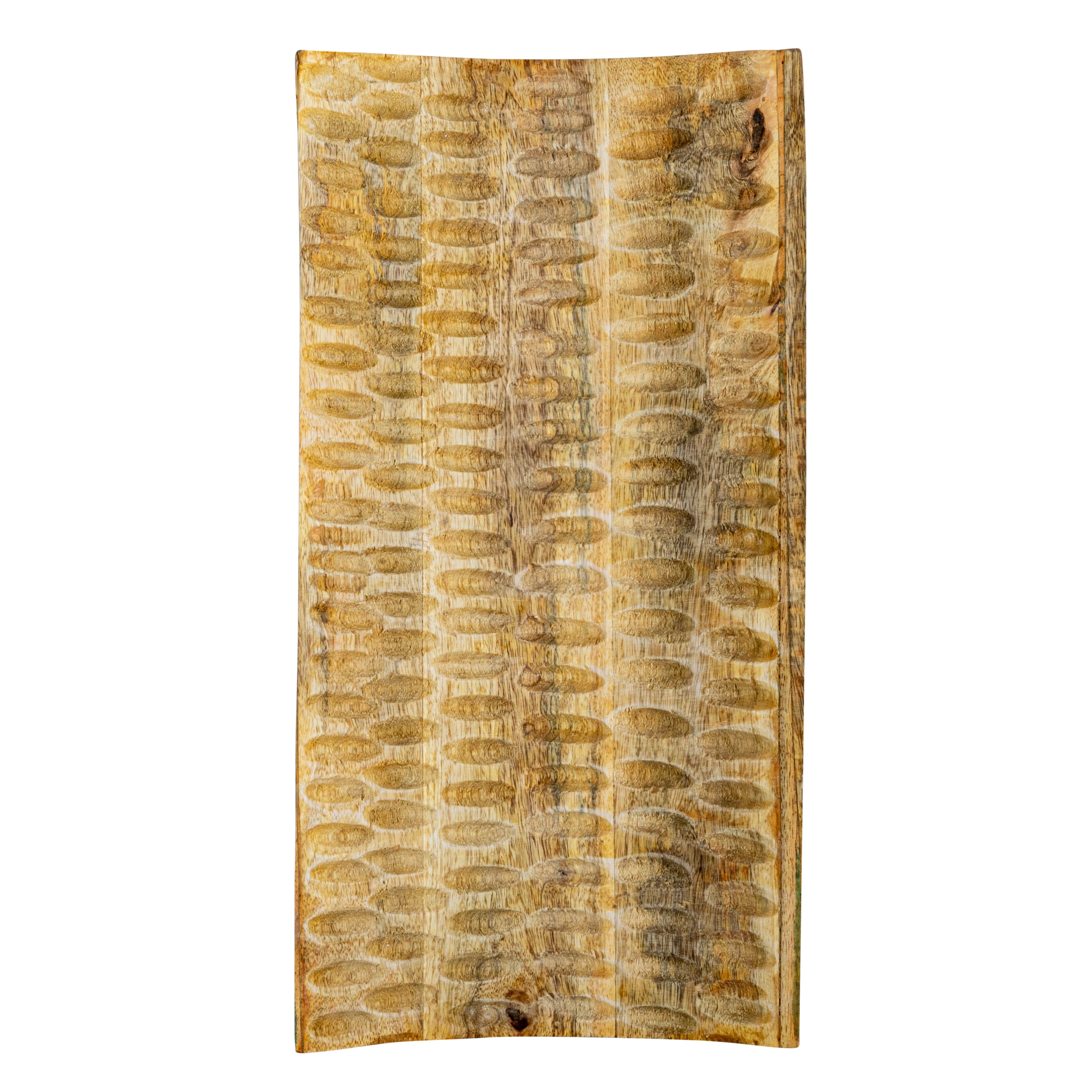 Hello Honey&#xAE; 16&#x22; Natural Boho Hand Carved Curved Wood Tray