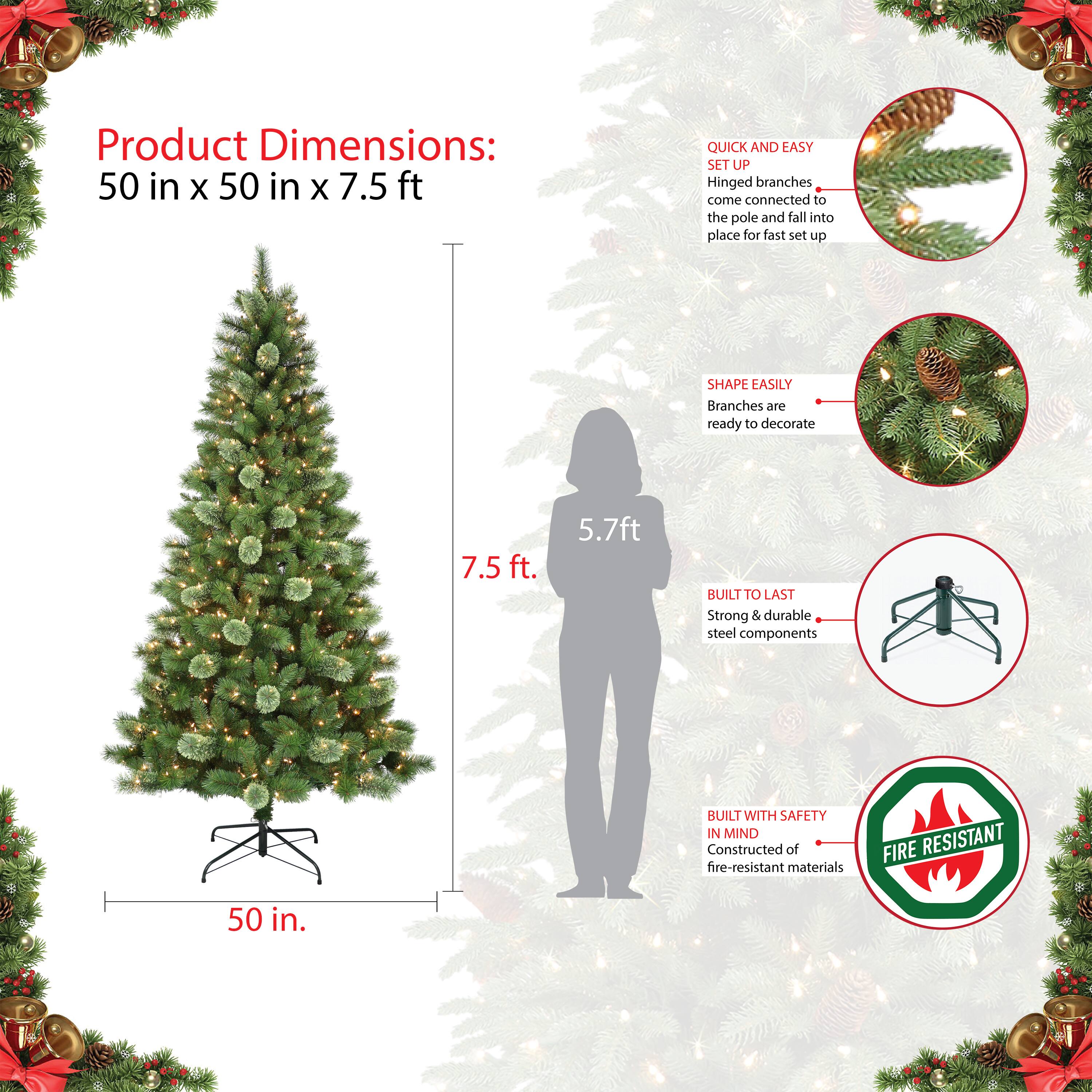 7.5ft. Pre-Lit Western Pine Artificial Christmas Tree, Clear Lights