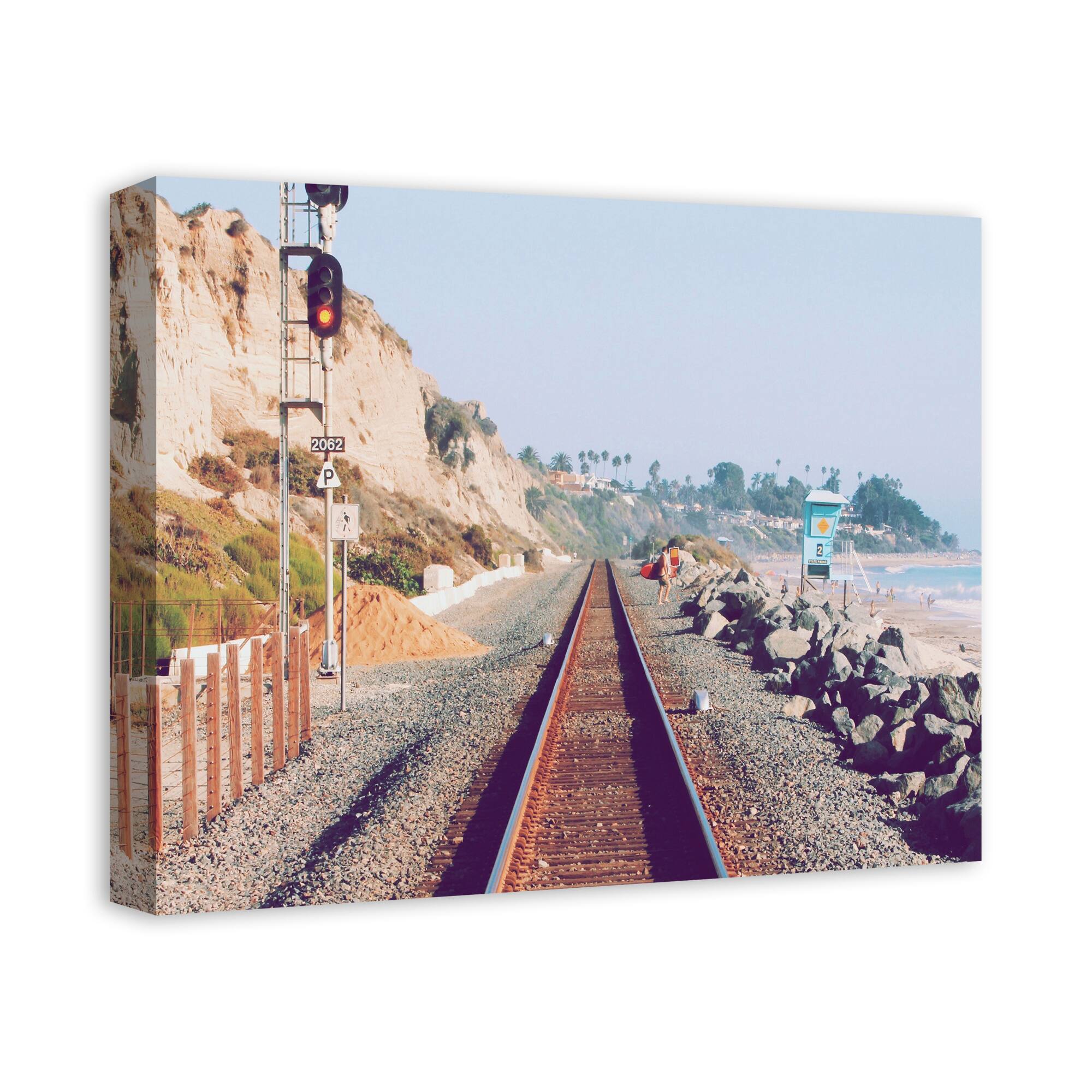 Beachside Railroads 20&#x22; x 16&#x22; Canvas Wall Art