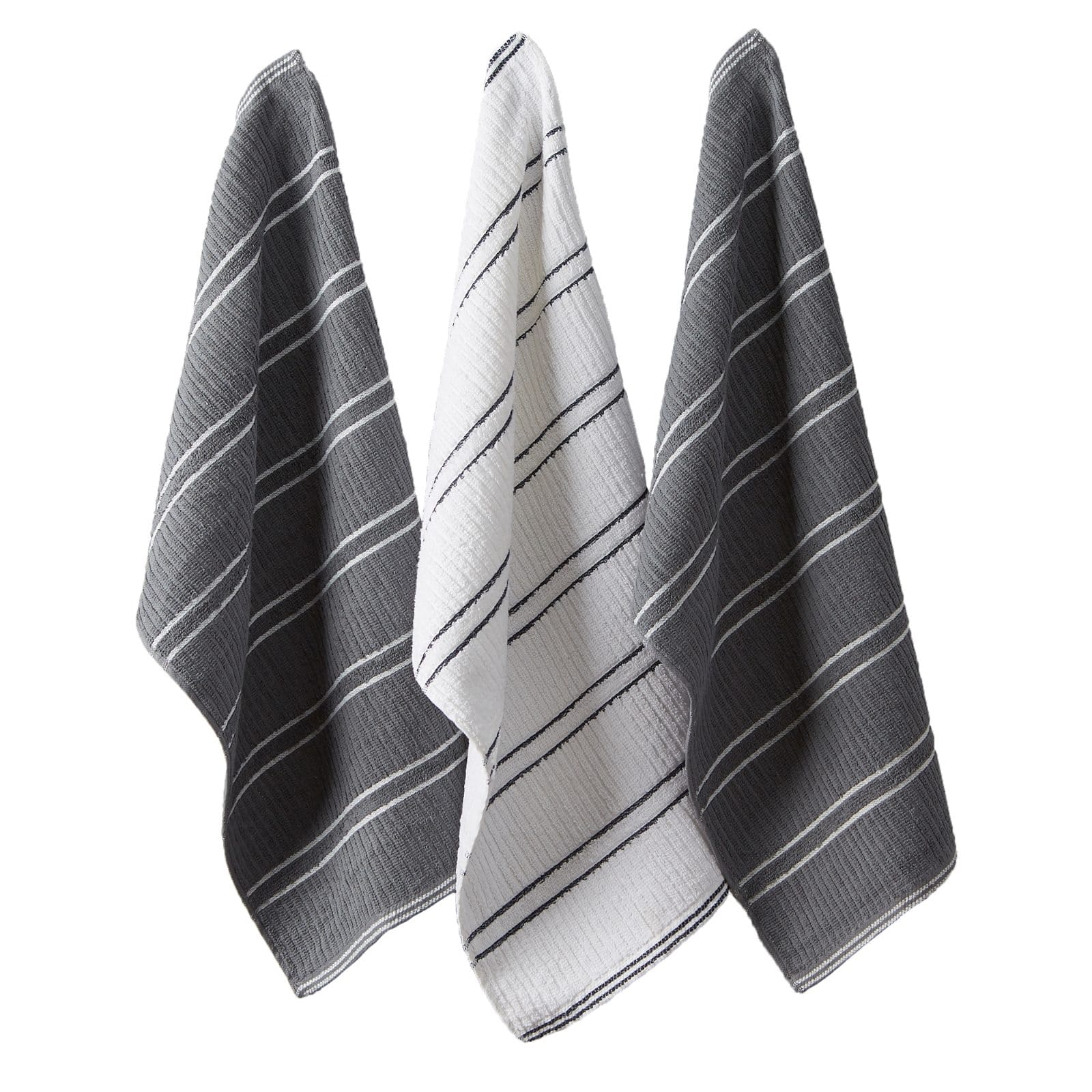DII® J&M Gray Ribbed Terry Dishtowel & Dishcloth Set