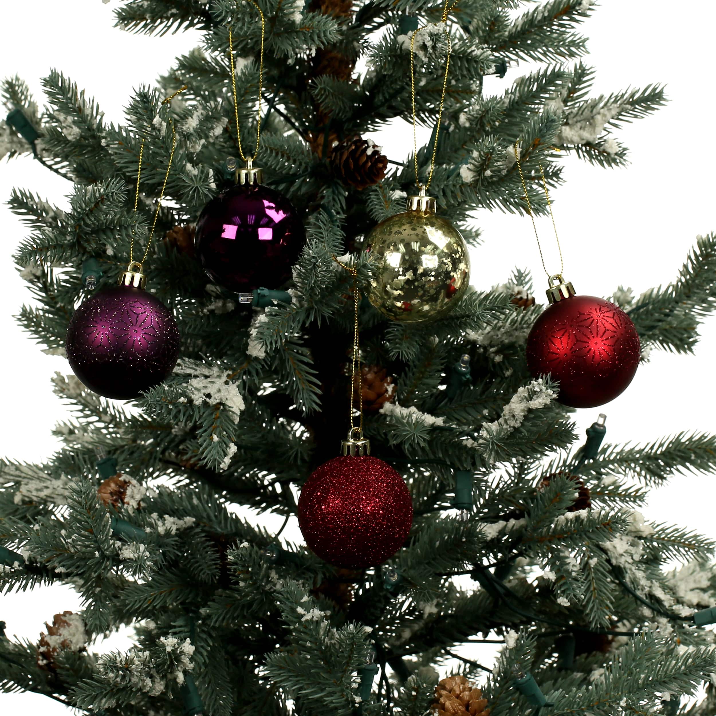 5 Pack 2.2" Burgundy, Red & Gold Shatterproof Ball Ornaments by Ashland®