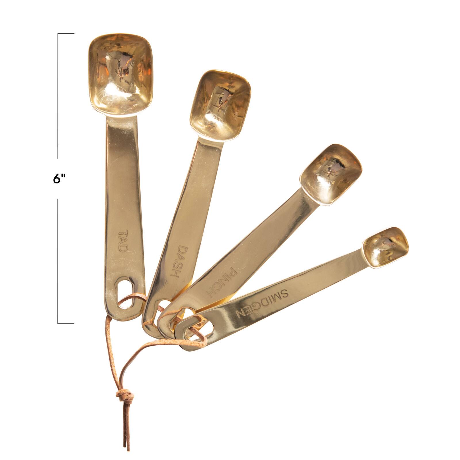 Hello Honey® Gold Metal Measuring Spoons with Leather Tie Set