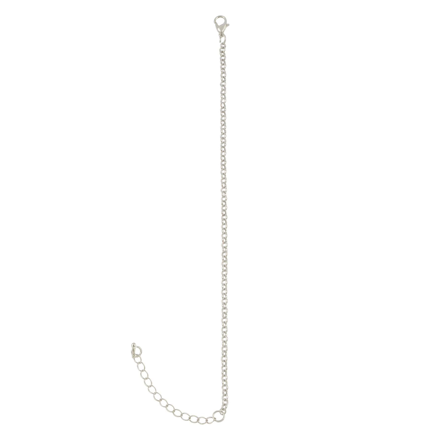 7.5&#x22; Rhodium Rolo Chain Bracelet by Bead Landing&#x2122;