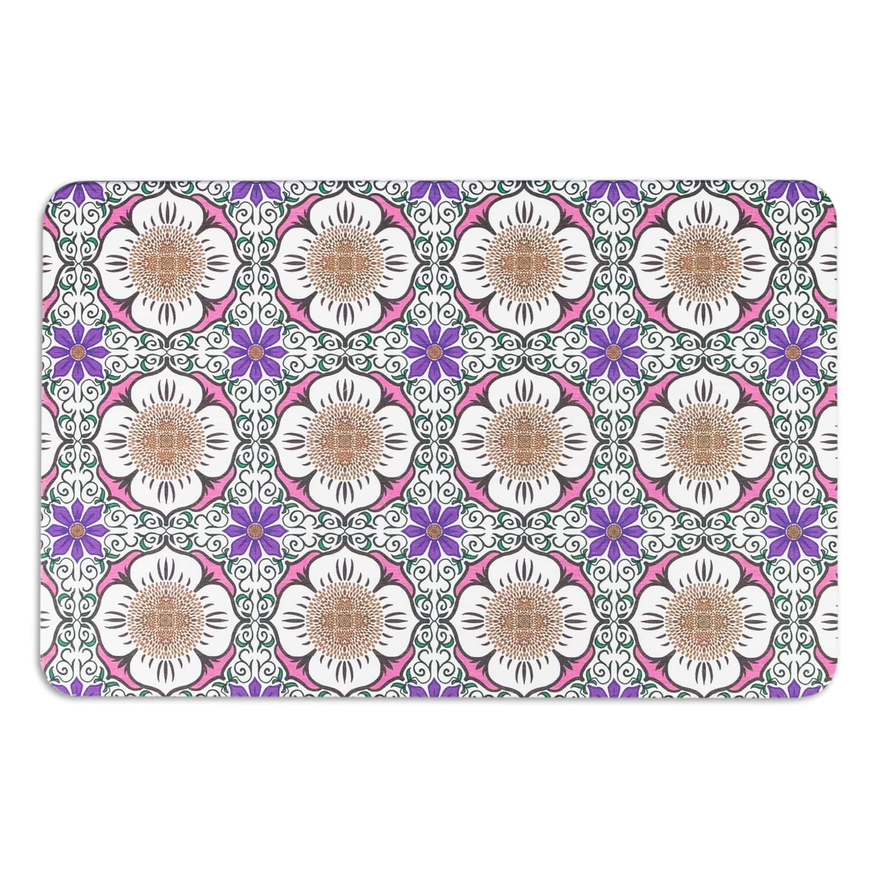 Artsy Mats Purple Flower White Stone Non-Slip Bath Mat