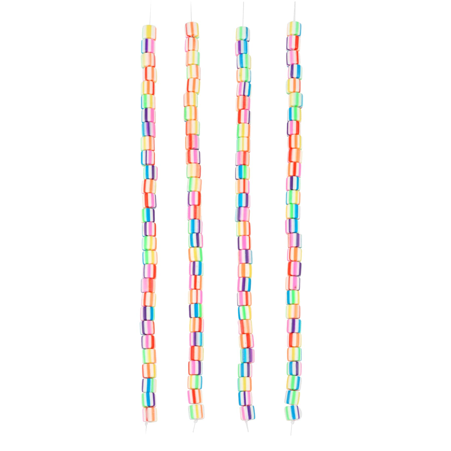 Multicolor Striped Clay Tube Beads, 5.8mm by Bead Landing&#x2122;